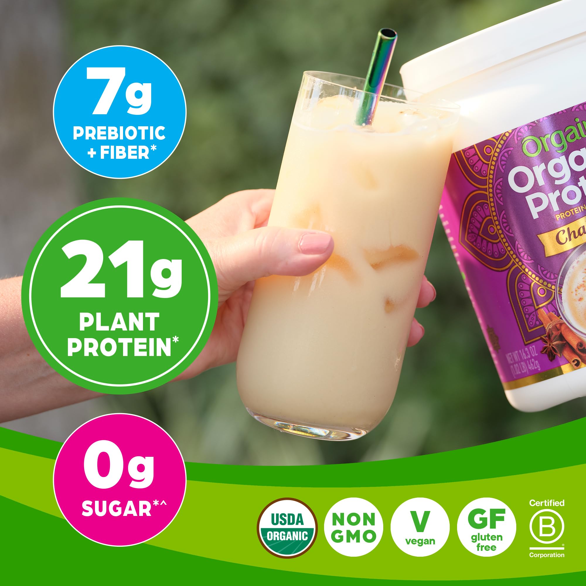 Orgain Organic Vegan Protein Powder, Chai Latte - 21g Plant Based Protein, Gluten Free Orgain