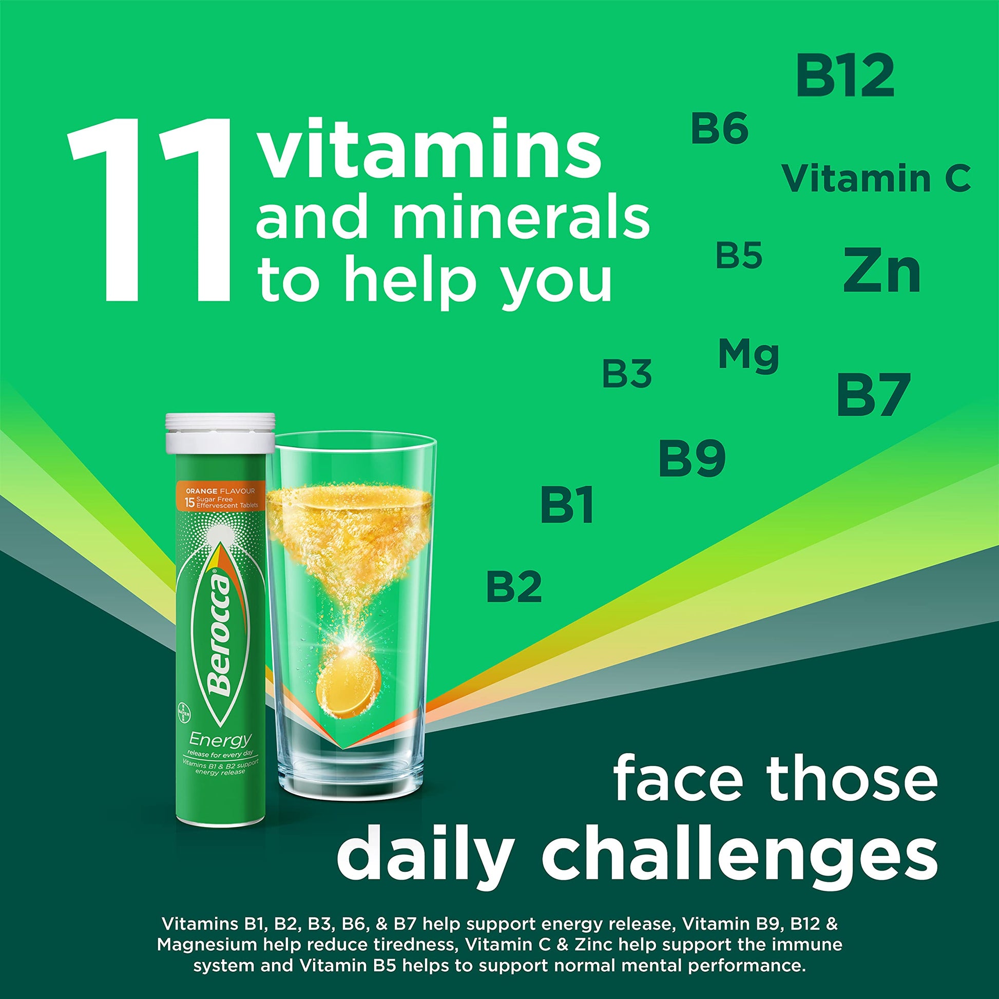 Berocca Vitamin C Effervescent Tablets, with Magnesium, Vitamin B12 and Vitamin B Berocca