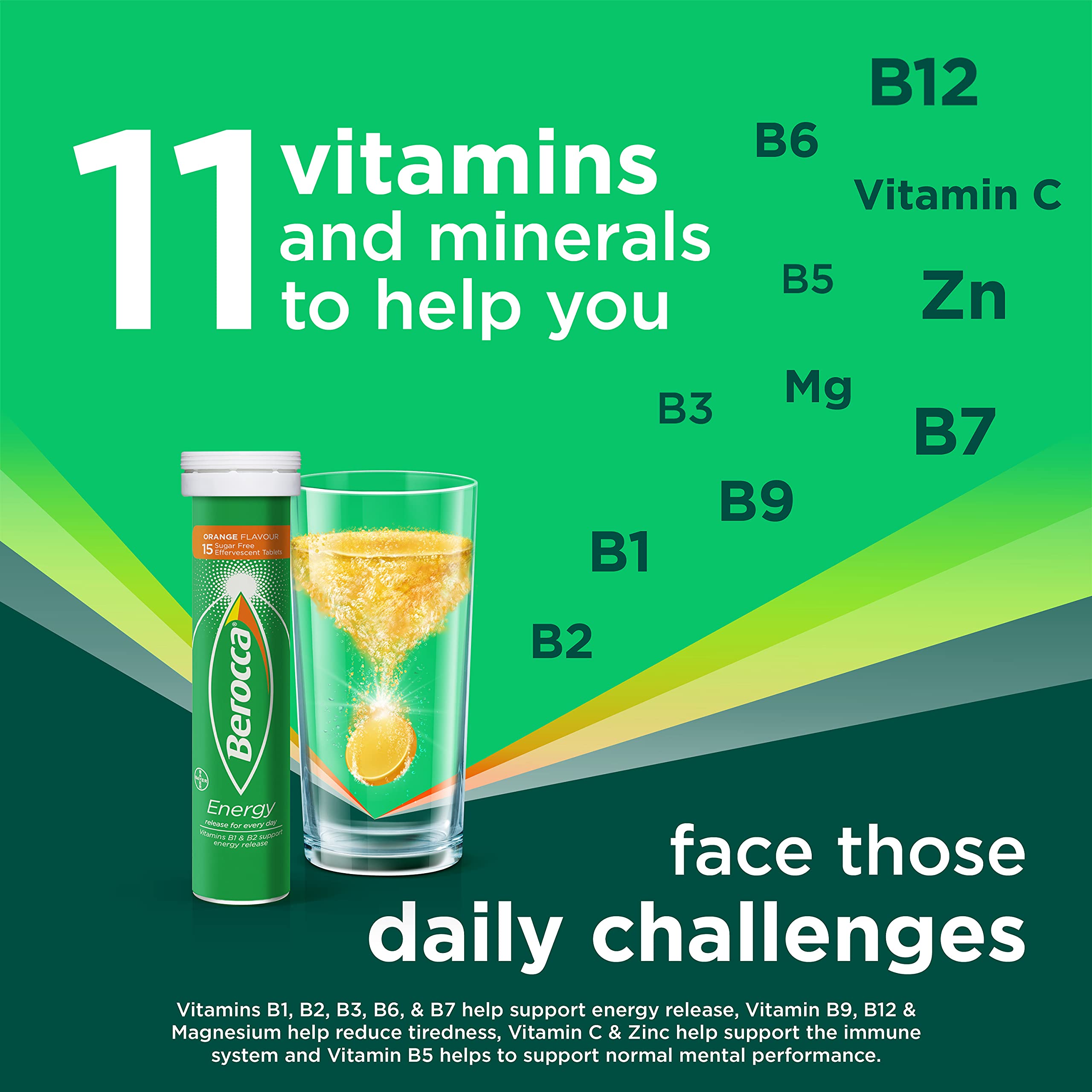 Berocca Vitamin C Effervescent Tablets, with Magnesium, Vitamin B12 and Vitamin B Berocca
