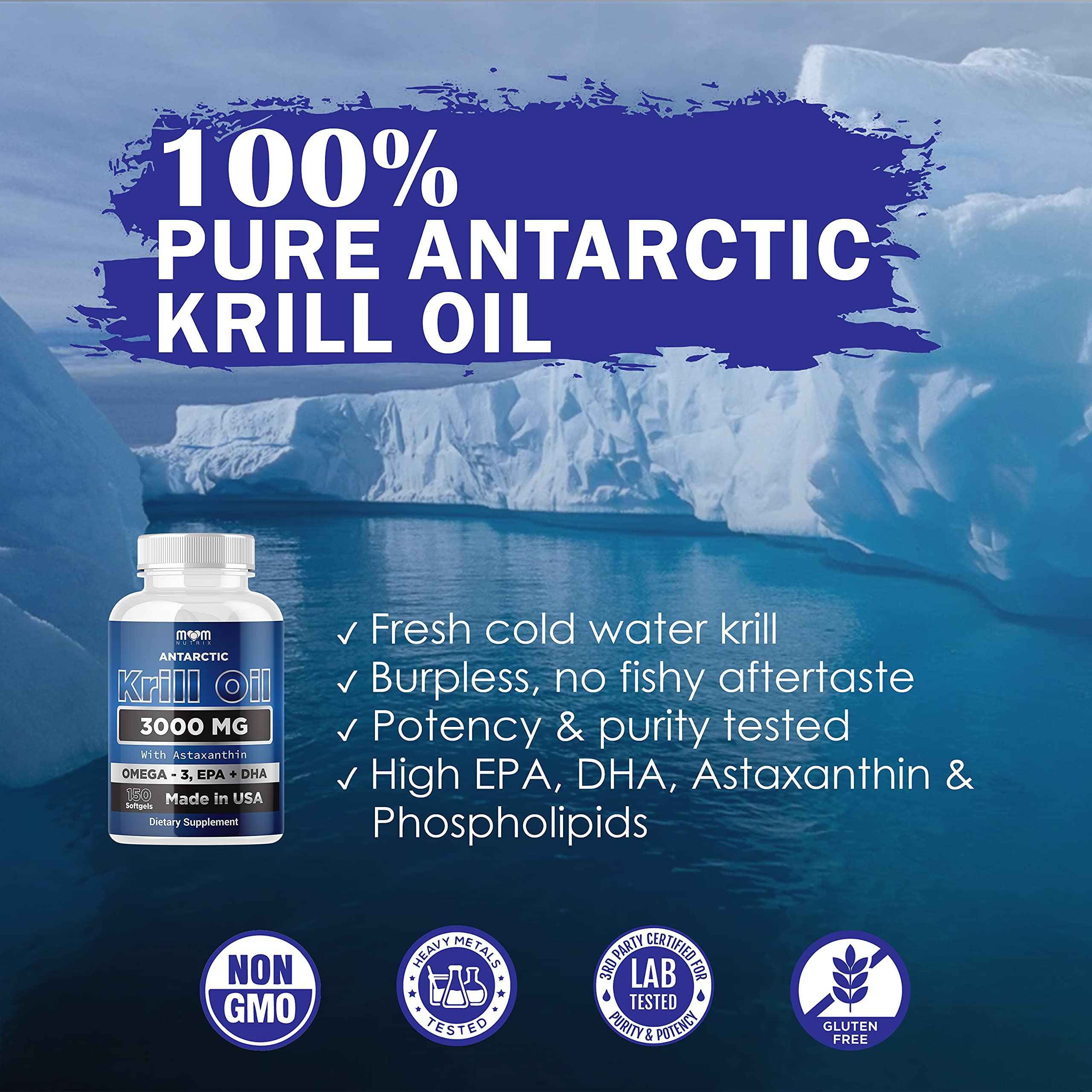 Dr. JOEL'S MOM NUTRIX Antarctic Krill Oil Supplement - 3000 mg Per Serving - 150 Softgel Dr. JOEL'S