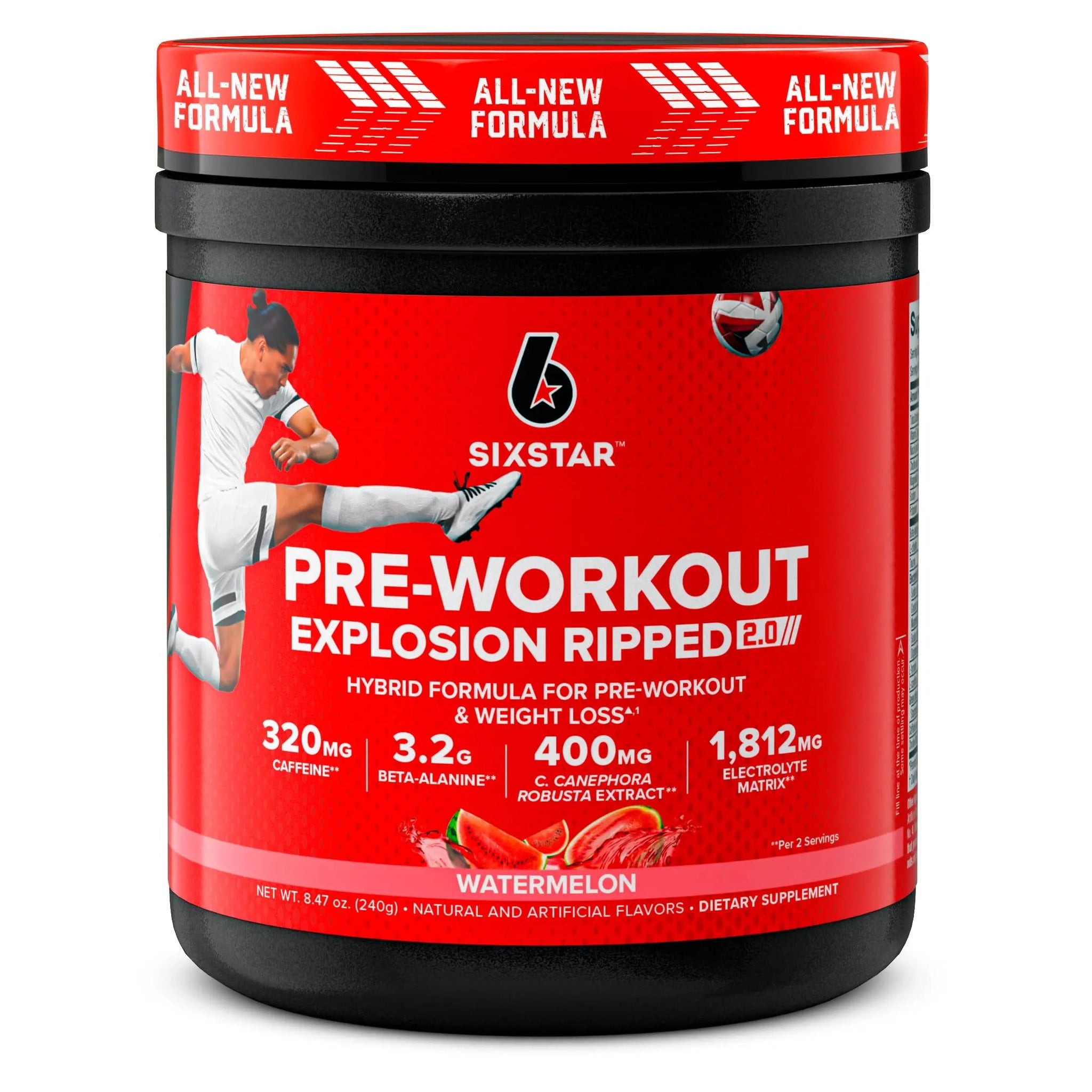 Six Star Pre-Workout Explosion Ripped 2.0 Watermelon - Endurance Powder with Caffeine