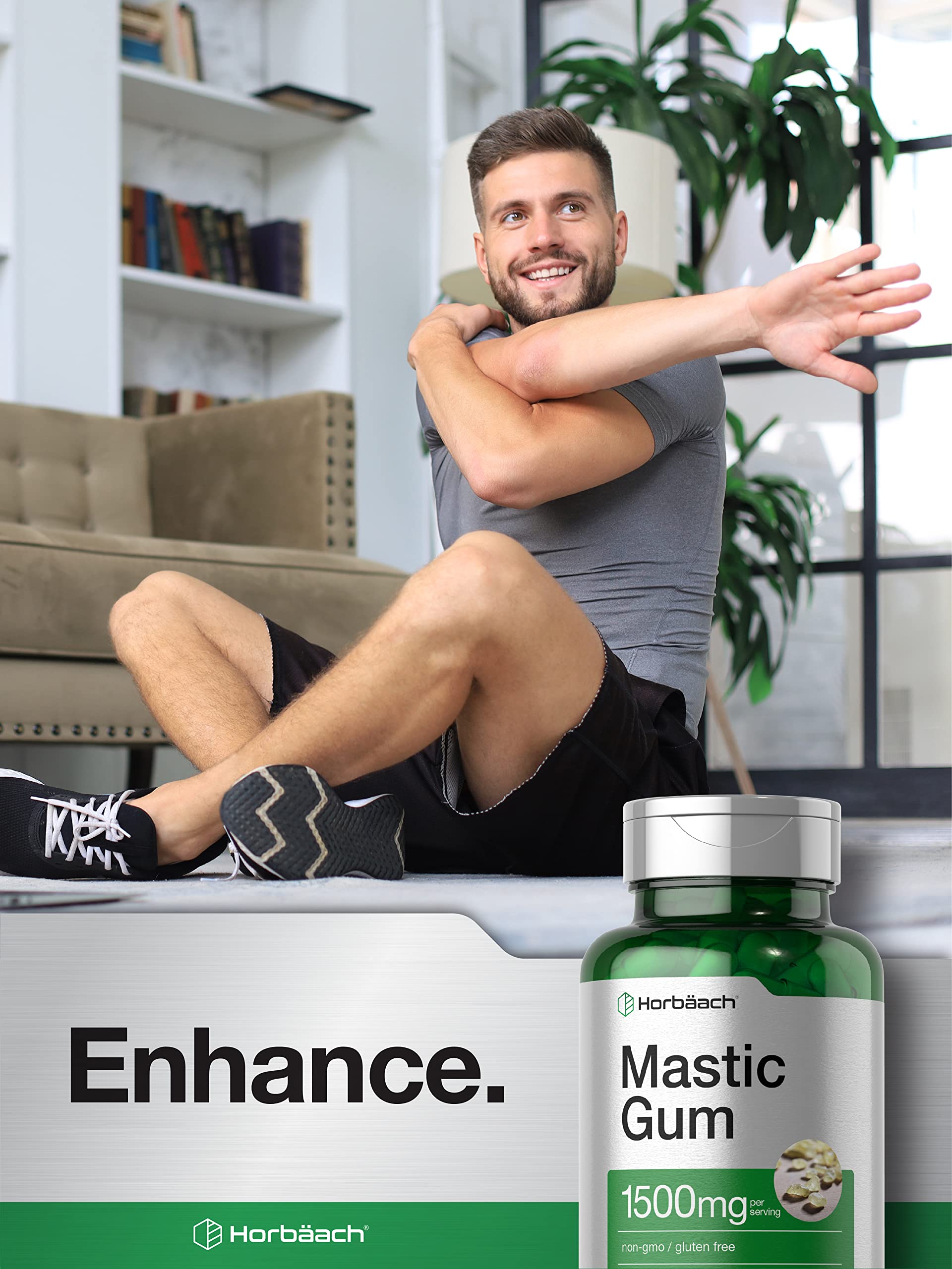 Mastic Gum Capsules 1500mg 100 Count | Non-GMO & Gluten Free | by Horbaach Horbäach