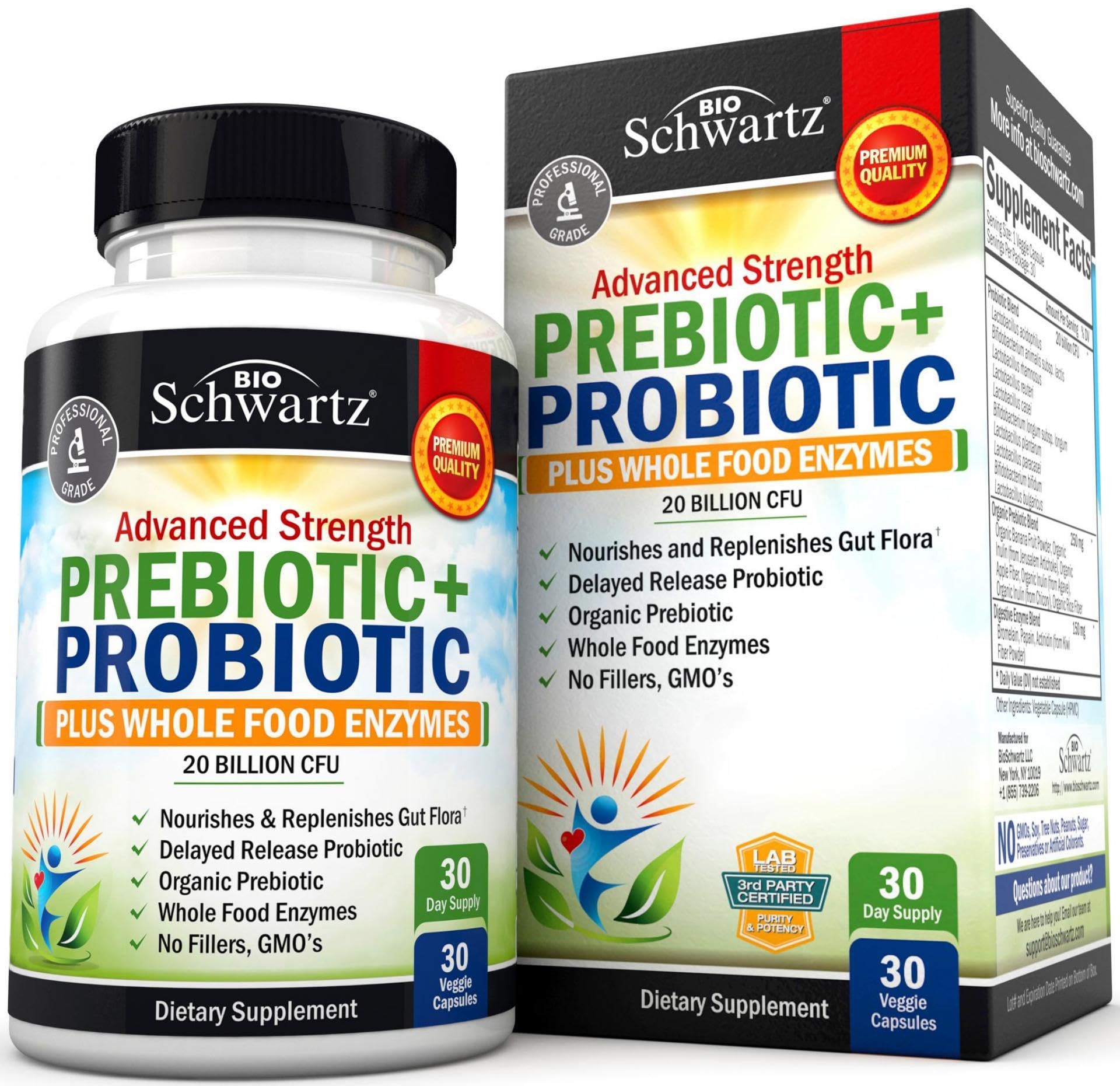 Probiotic & Prebiotic Digestive Health Capsules - 30ct, Gluten & Dairy Free, Non-GMO