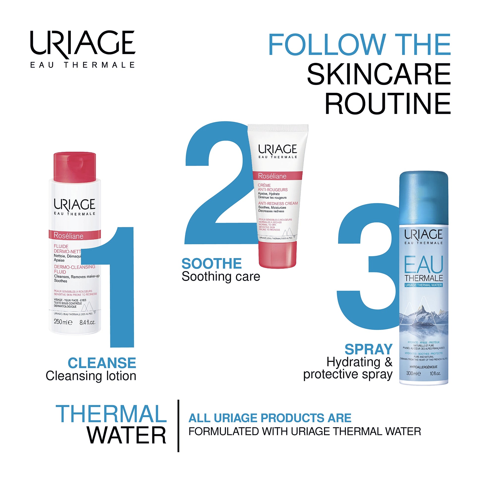 Uriage Roseliane Redness Relief Face Cream 1.35 fl.oz. | Hydrating Moisturizer Uriage