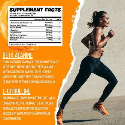 Orange Dreamsicle Pre Workout | The Best Tasting Pre Workout | Intense Increased Endurance, Strength, & Pump | Powder Pre Workout | 300mg Caffeine, 30 Servings
