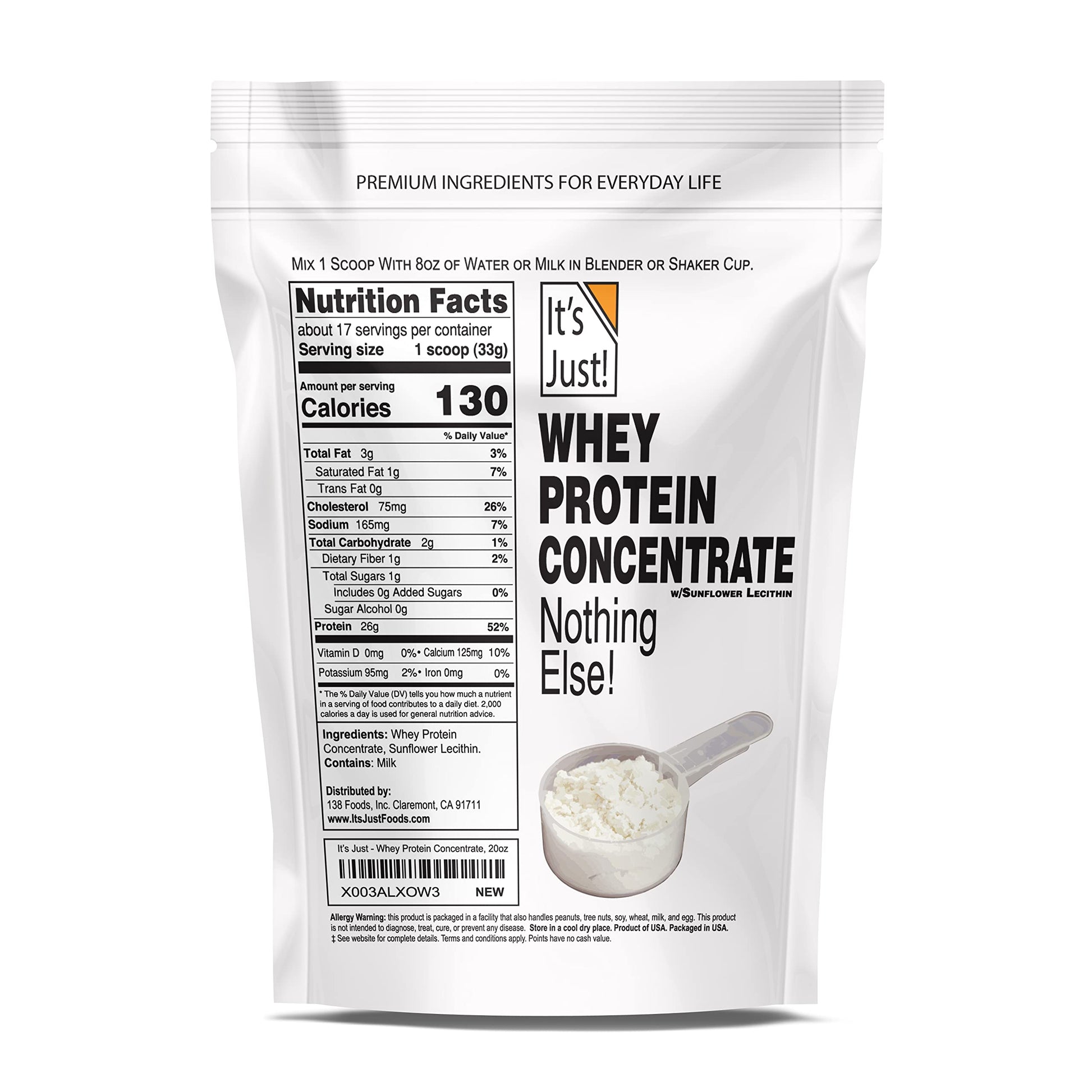 It's Just! - 100% Whey Protein Concentrate, Made in USA, Premium WPC-80, No Added It's Just!