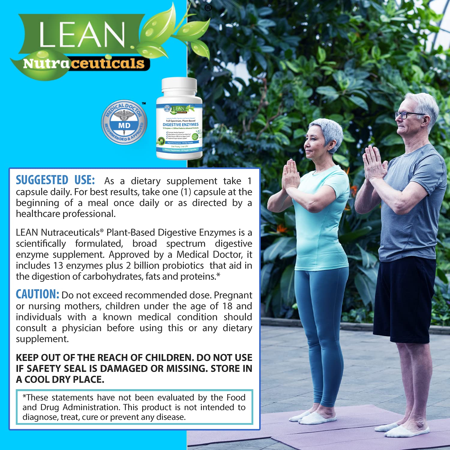 Digestive Enzymes with Probiotics, 90 Day Gut Health Supplement, 90 Cap LEAN Nutraceuticals