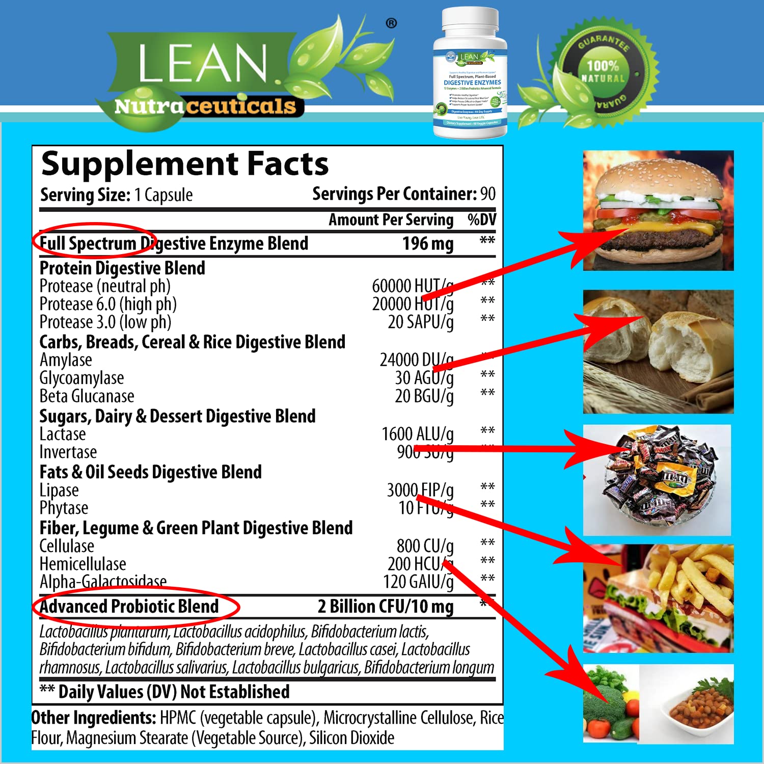 Digestive Enzymes with Probiotics, 90 Day Gut Health Supplement, 90 Cap LEAN Nutraceuticals