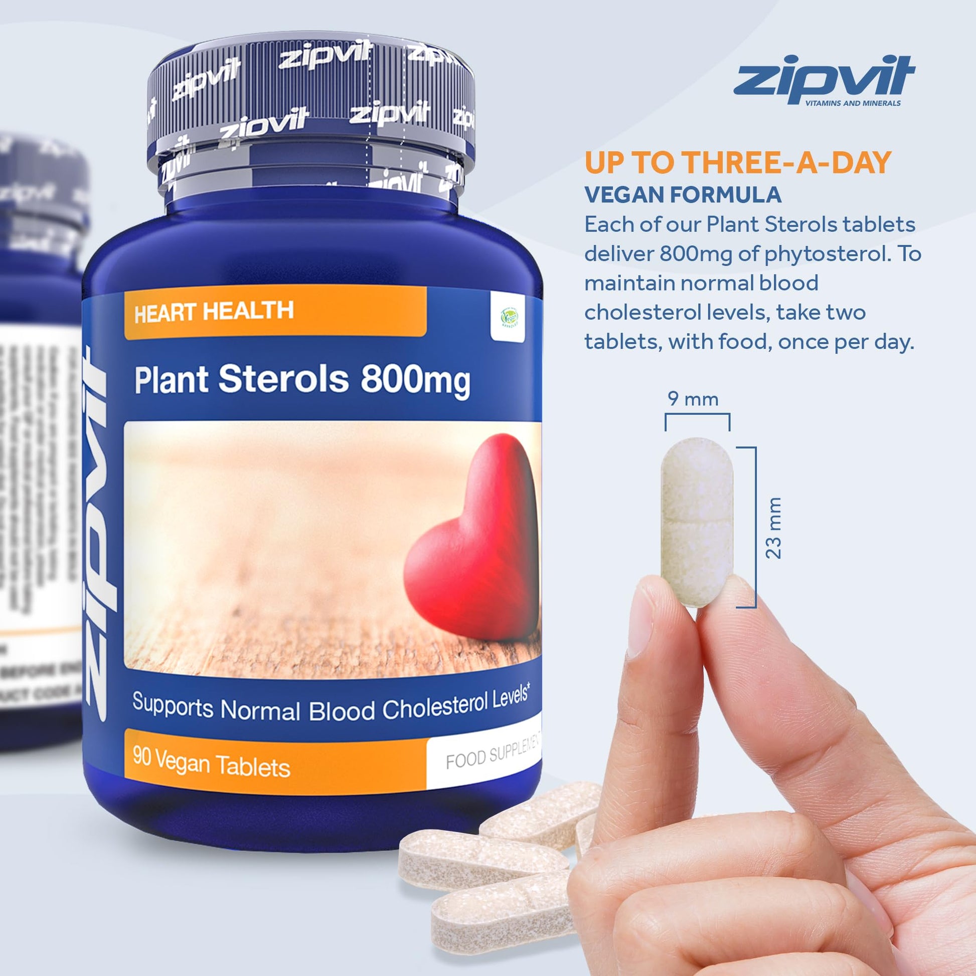 Plant Sterols High Strength 800mg, 90 Vegan Tablets, Supports and Helps Lower Zipvit