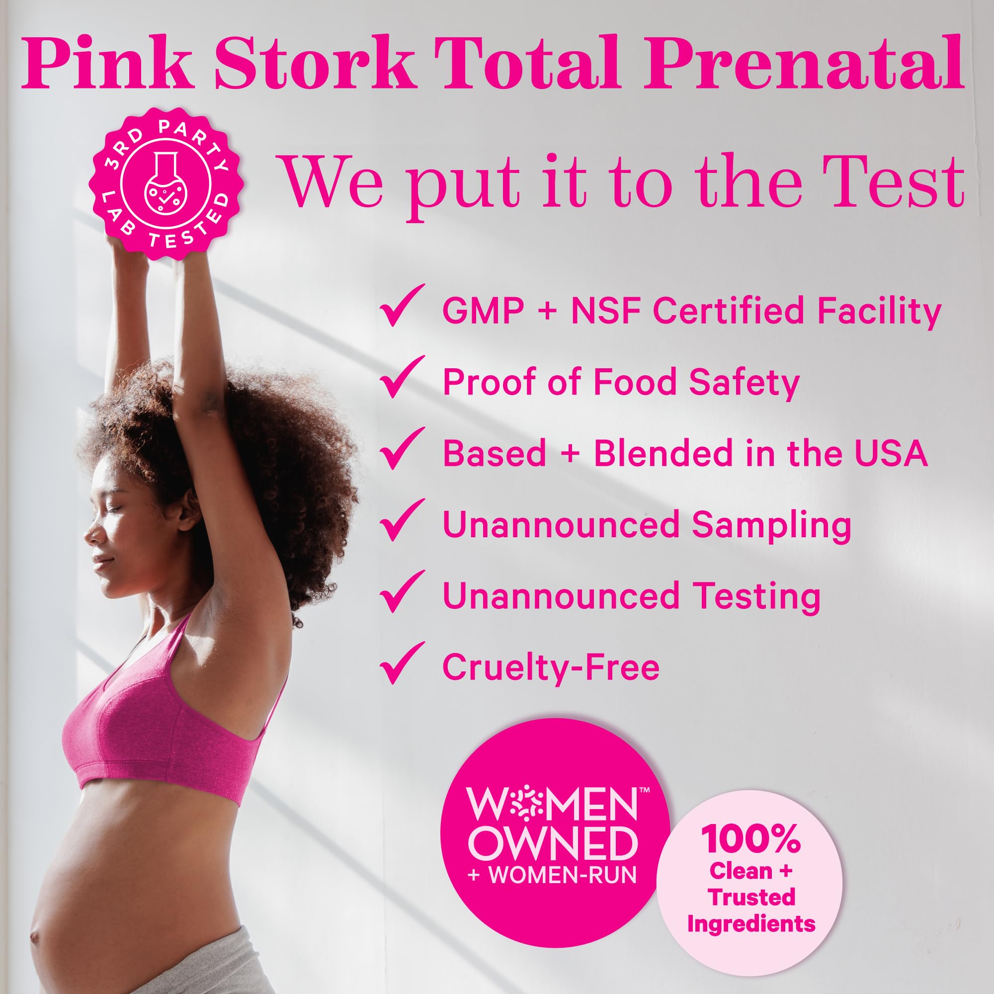 Pink Stork Total Prenatal Vitamins with DHA, Folate, Iron, Choline, and Vitamin B12 - Prenatals