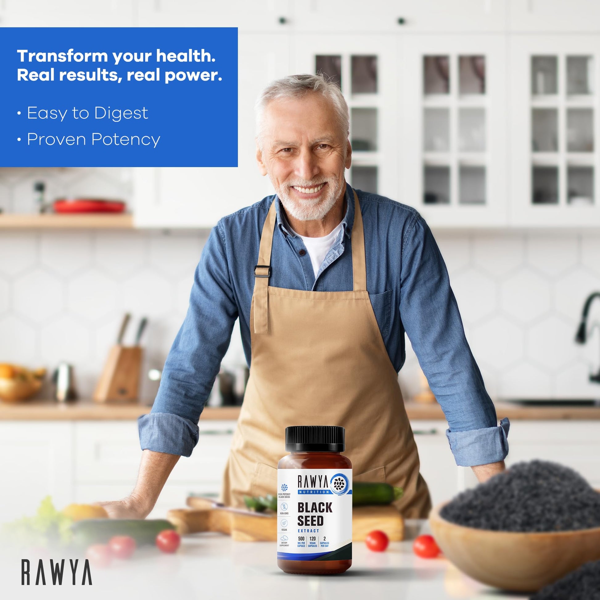 RAWYA Nutrition, Black Seed Extract, 120 Vegan Capsules, Nigella Sativa, Black Cumin RAWYA