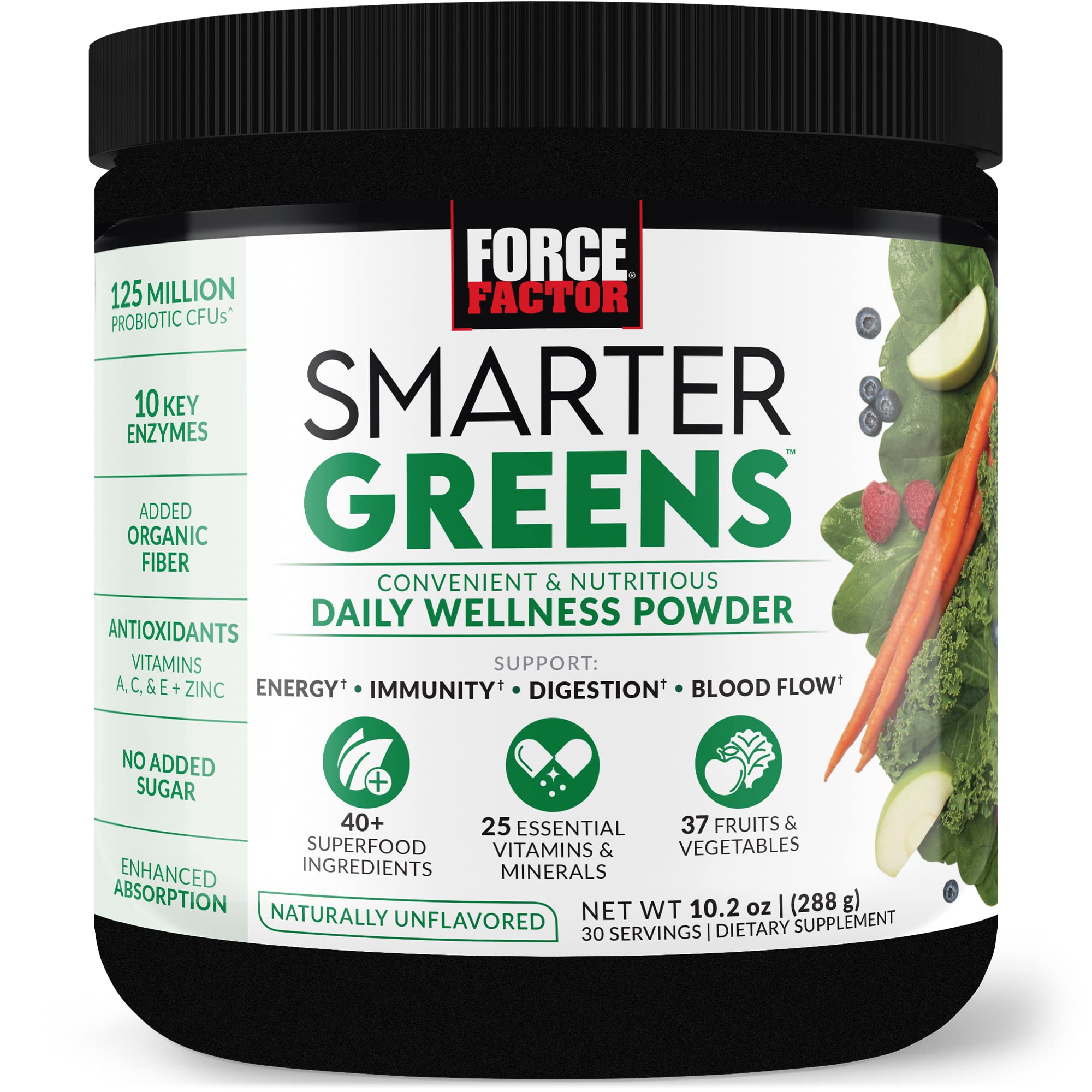 FORCE FACTOR Smarter Greens Daily Wellness Powder to Support Energy, Immunity & Digestion