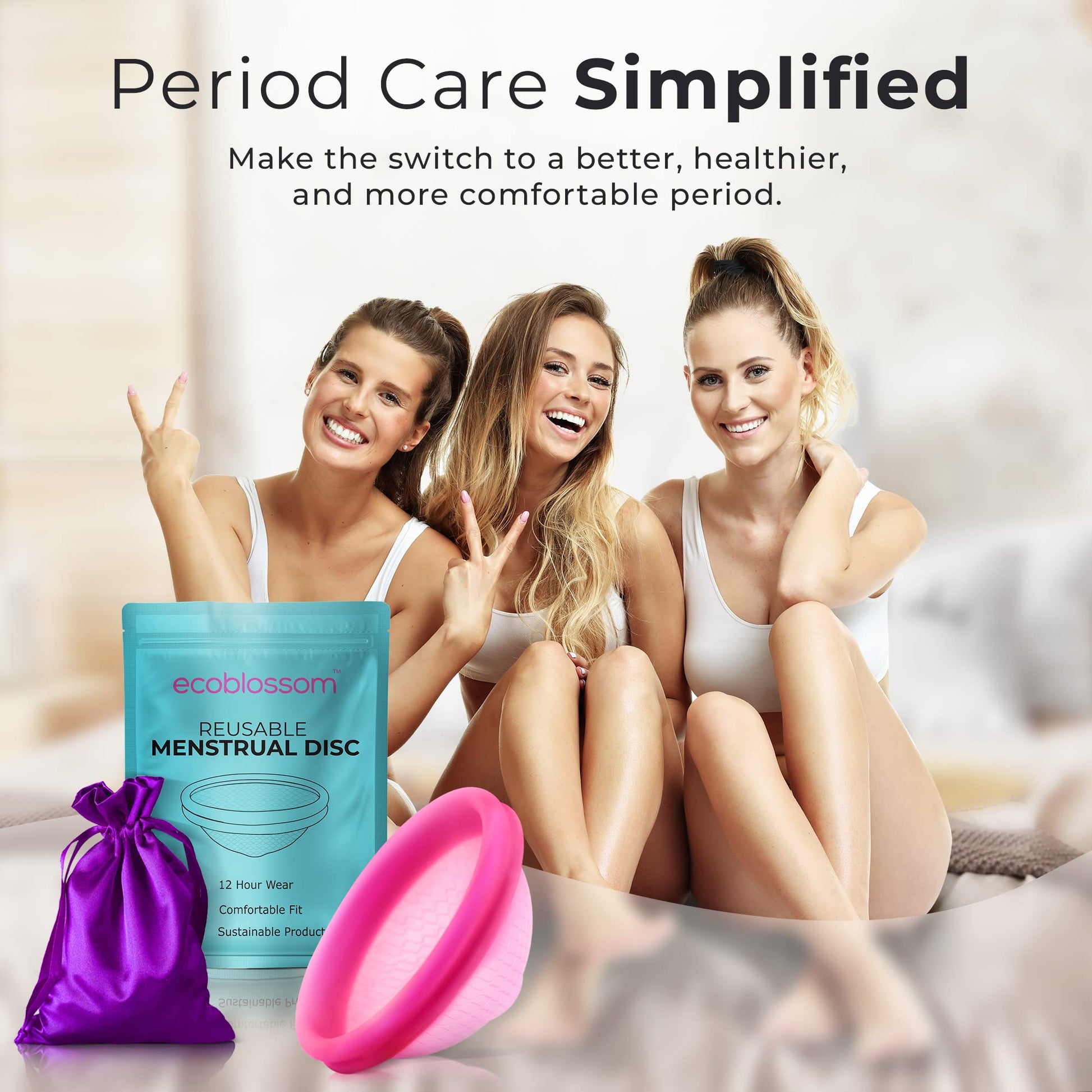 Ecoblossom Reusable Menstrual Disc - Large Menstrual Cup - Soft Period Disc for Women Designed EcoBlossom