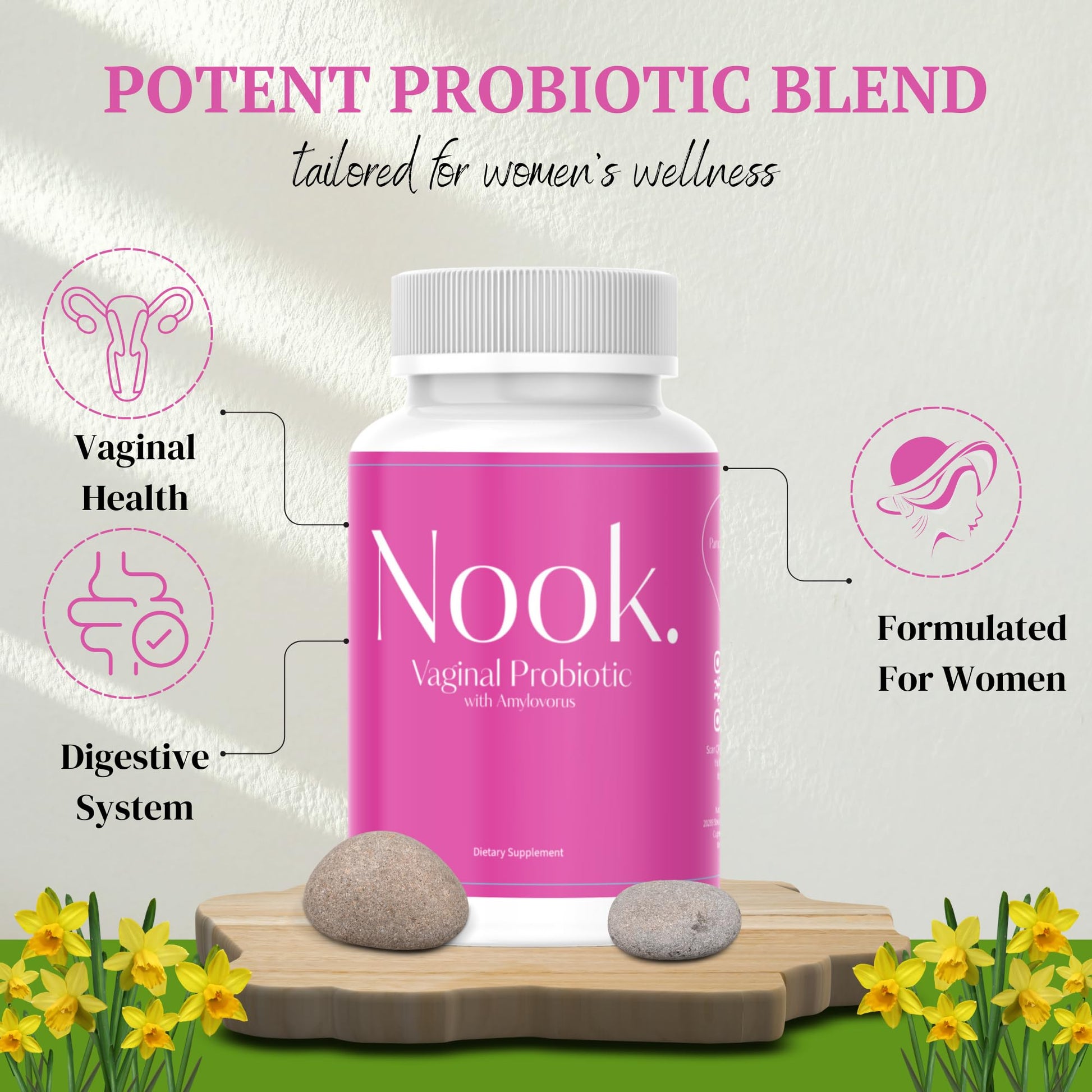 Nook Vaginal Probiotics for Women - pH Balance & Odor Control Feminine Health Supplements Nook