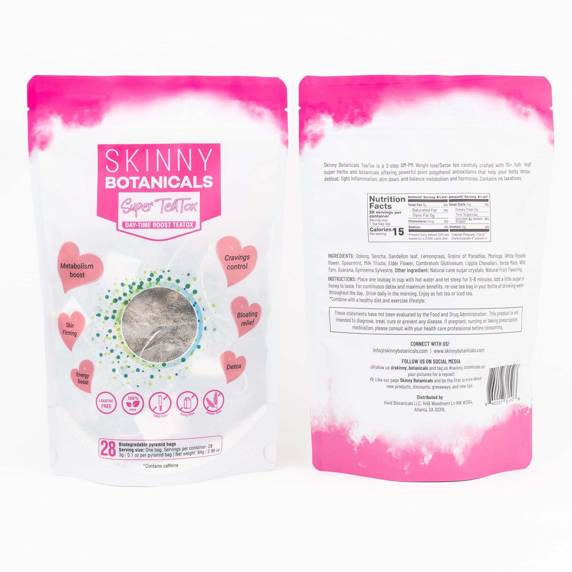 Skinny Botanicals Daytime Detox Tea for Body Cleanse All Natural - Laxative-Free, Supports Skinny Botanicals