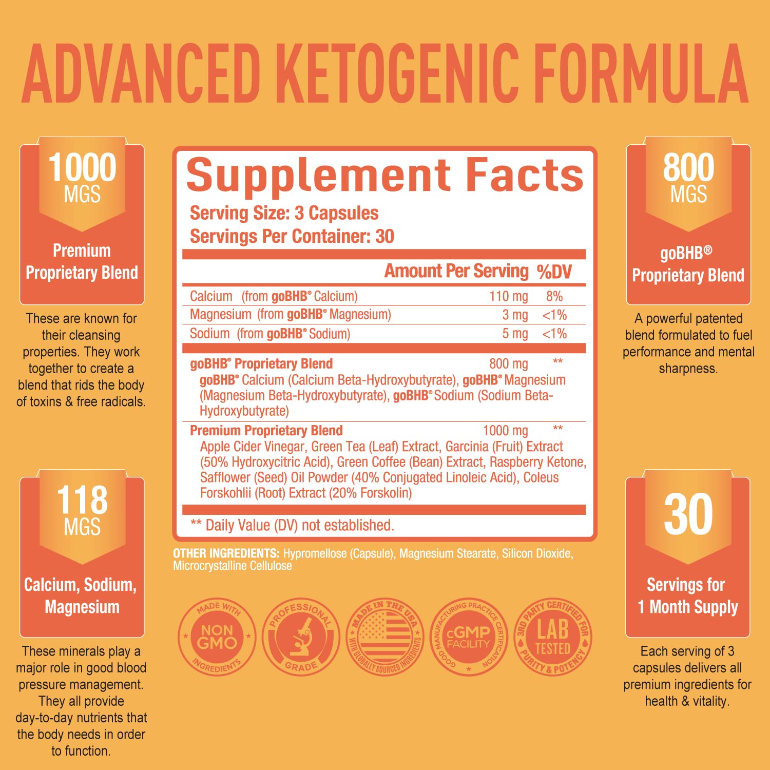 Purely Optimal Premium Keto+Apple Cider Vinegar Pills - Promote Ketosis, Boost Energy Purely Optimal
