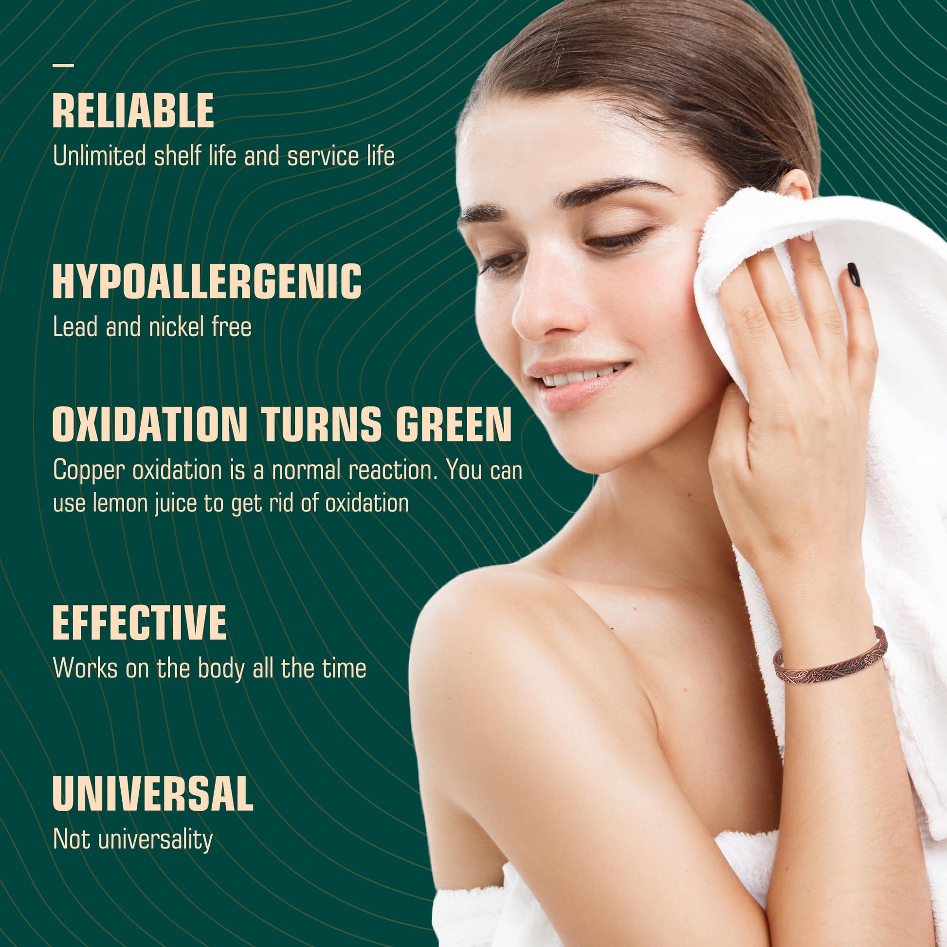 FASCIO Copper Bracelets and Copper Ring for Women Men,Adjustable Magnetic Lymphatic FASCIO