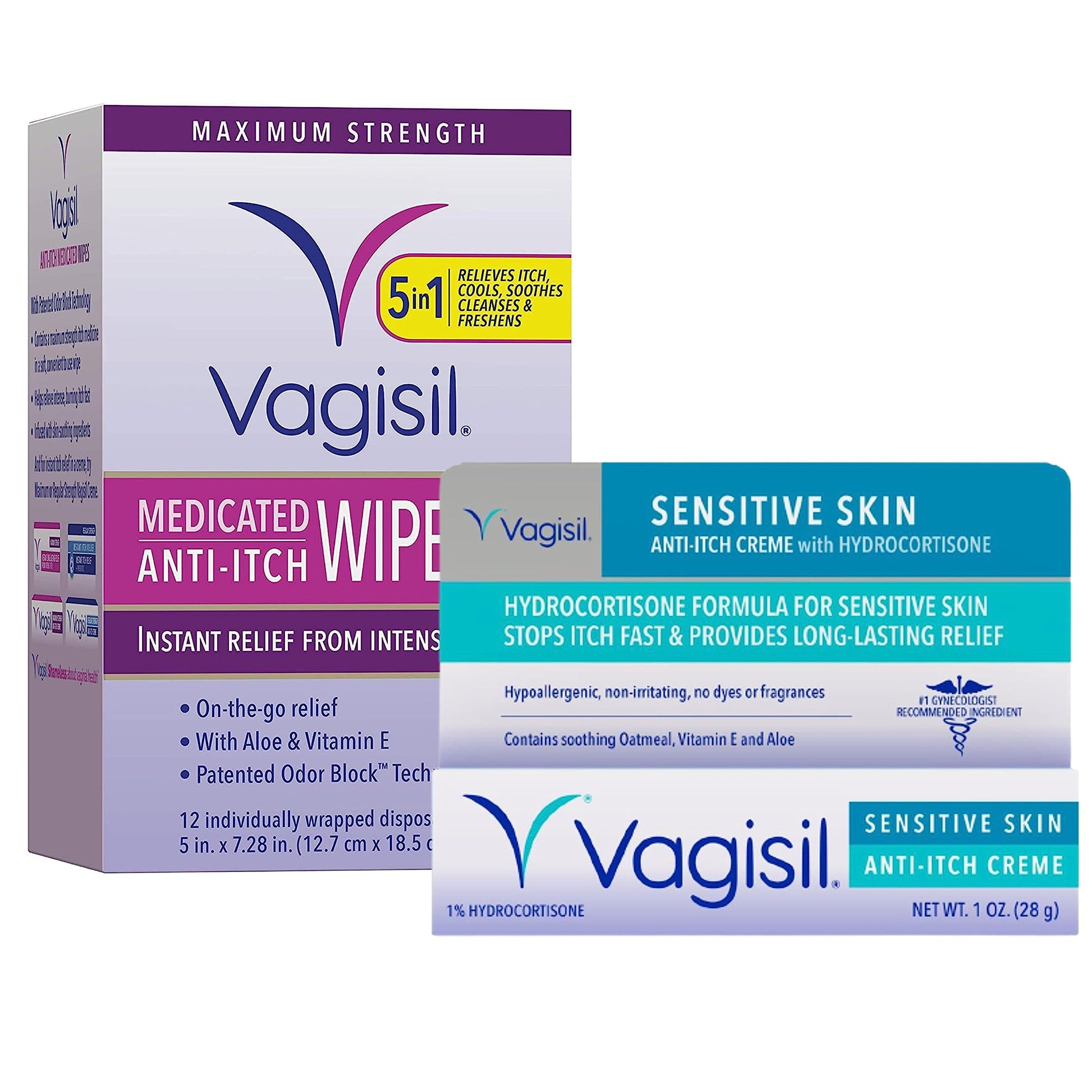 Vagisil Anti-Itch Feminine Hygiene Care Multipack for Women, 12 Medicated Intimate Wipes