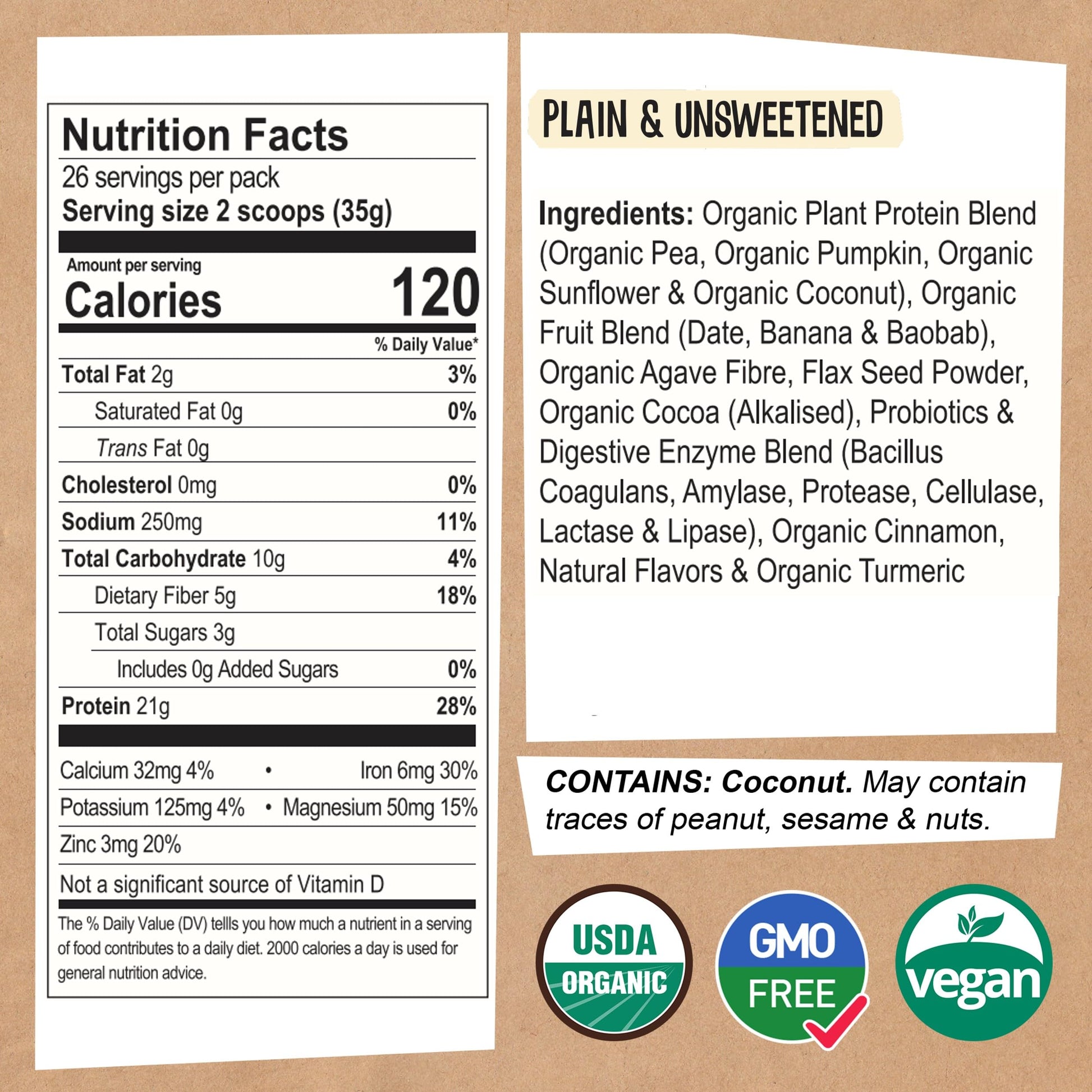 EarthChimp Organic Vegan Protein Powder - with Probiotics - Non GMO, Dairy Free EarthChimp