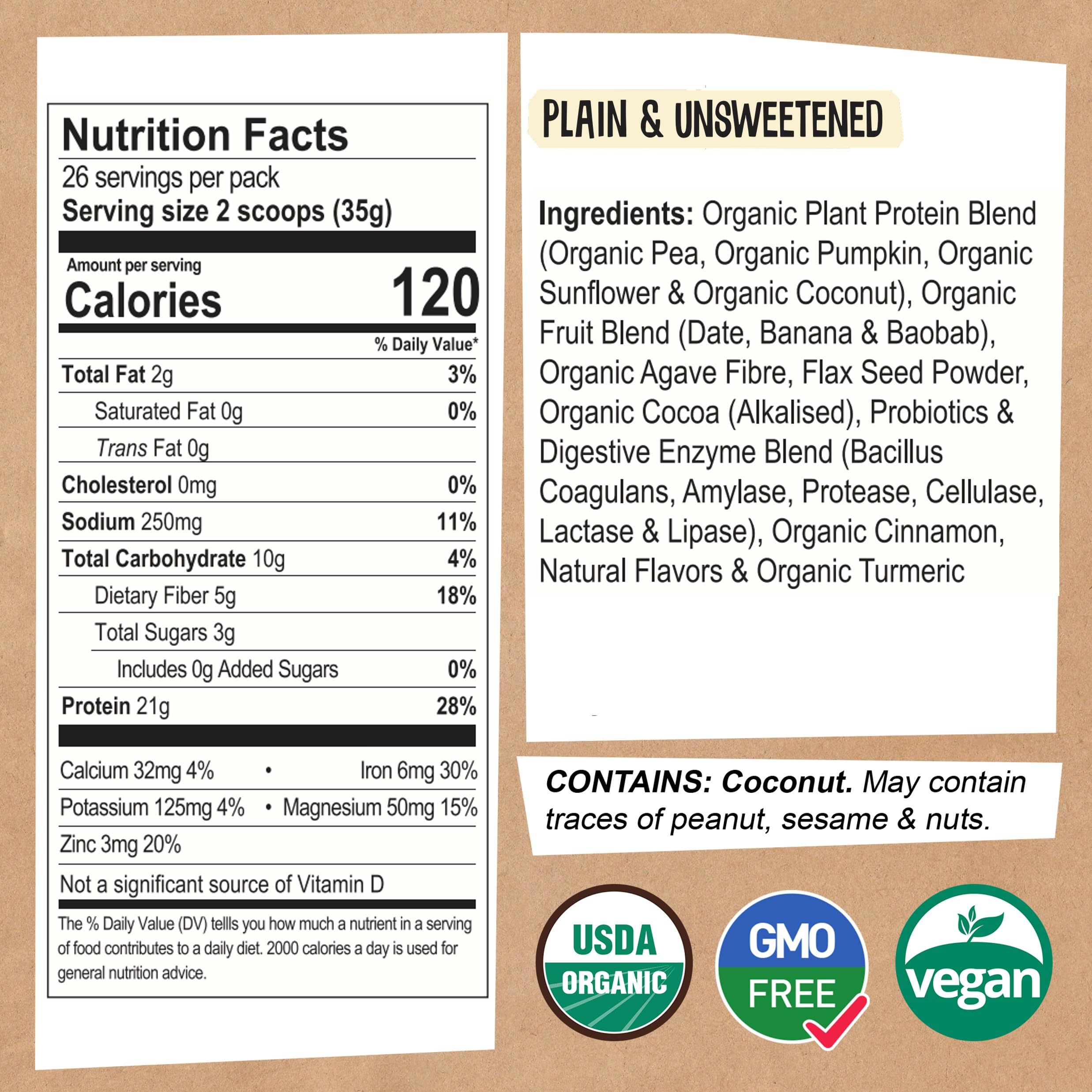 EarthChimp Organic Vegan Protein Powder - with Probiotics - Non GMO, Dairy Free EarthChimp