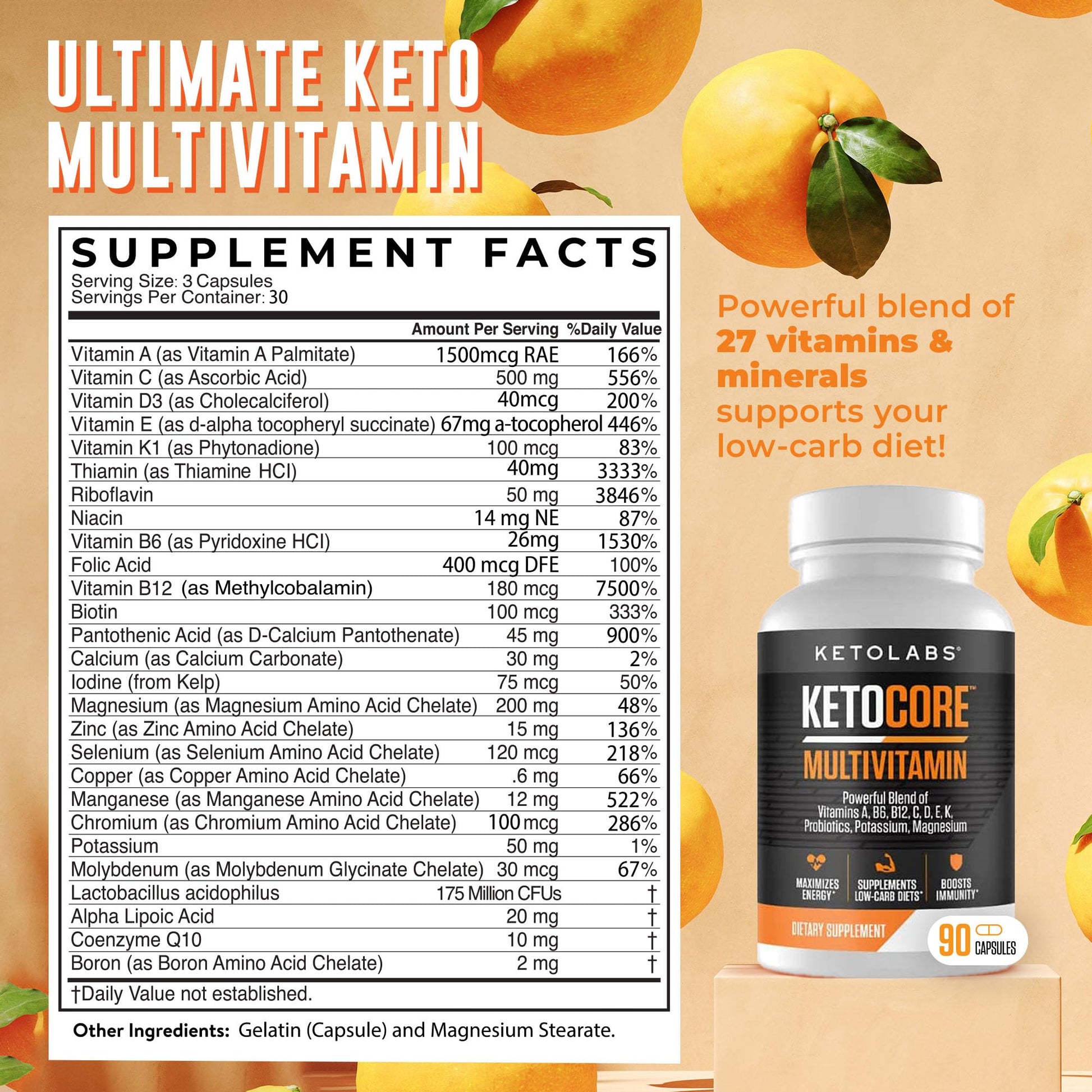 Ketolabs Ketocore Keto Vitamins | Keto Multivitamin for Men & Women | Keto Supplements Ketolabs