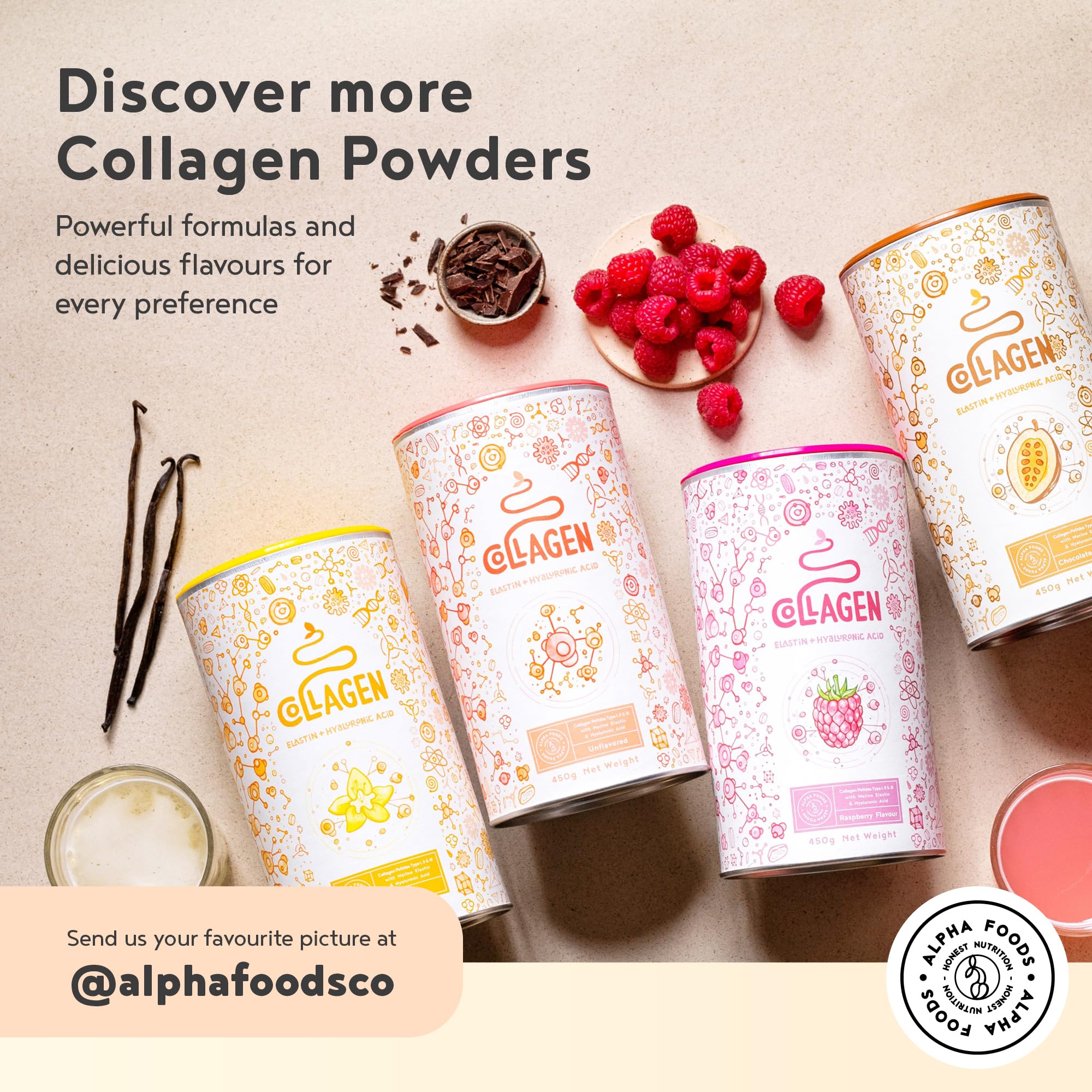 Vegan Collagen Powder with Hyaluronic Acid - Unflavoured 400g Powder Alpha Foods
