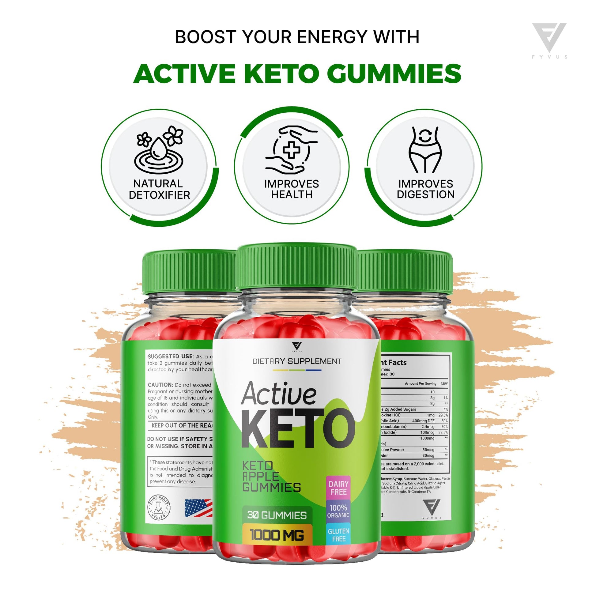 Fyvus (5 Pack) Active Keto Gummies, Active Keto ACV Gummies for Weight Loss Fyvus