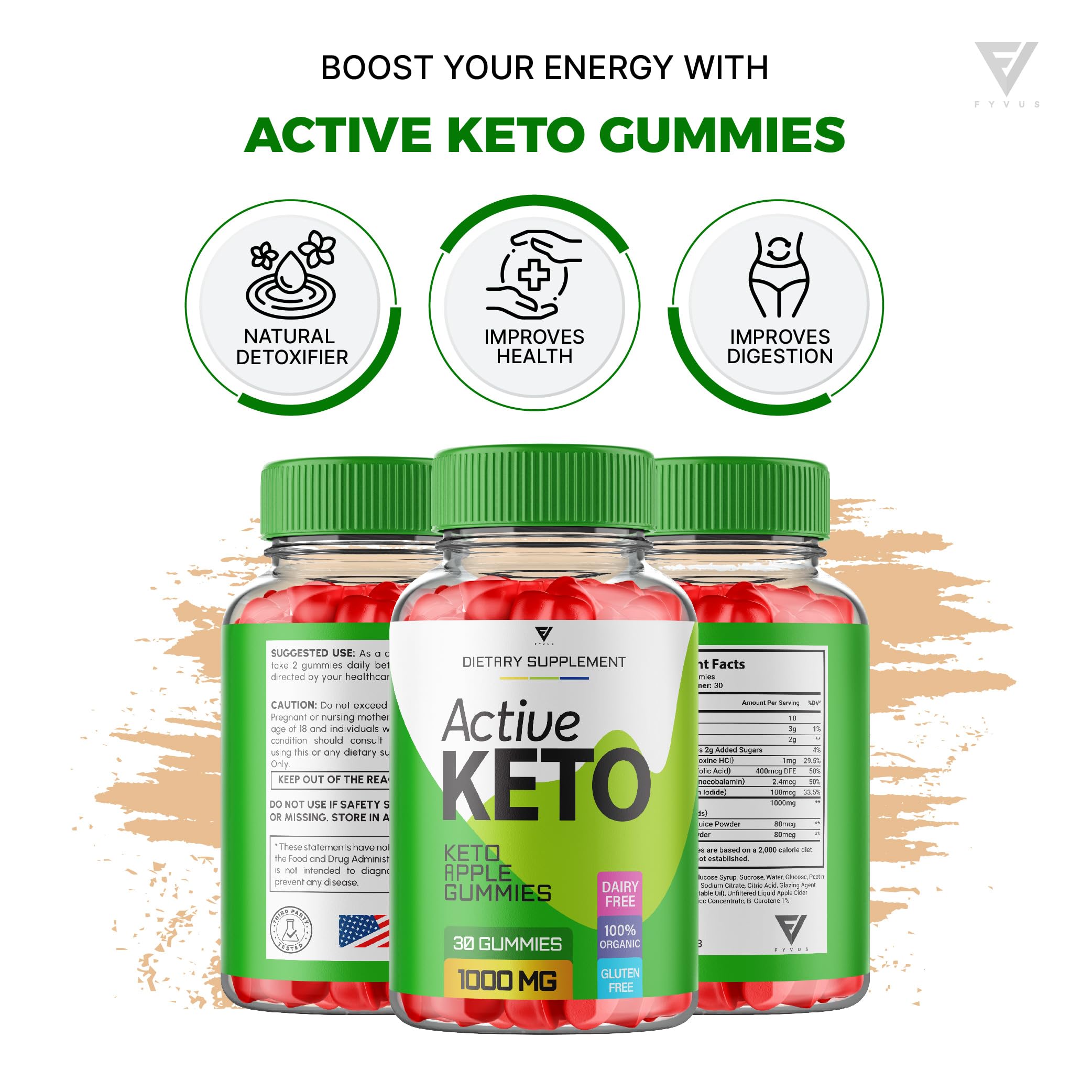 Fyvus (5 Pack) Active Keto Gummies, Active Keto ACV Gummies for Weight Loss Fyvus