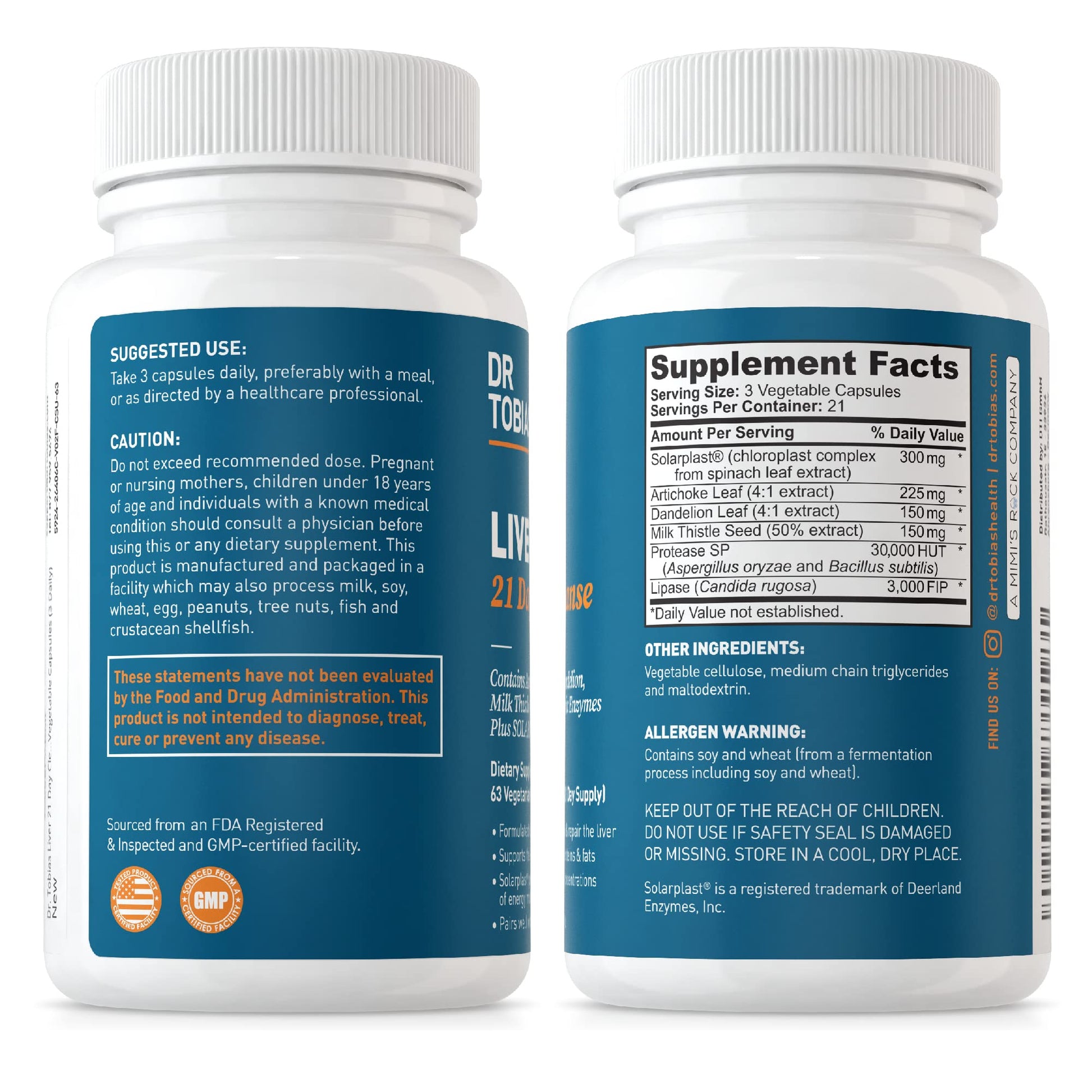 Dr. Tobias Liver 21 Day Cleanse, Herbal Liver Detox Cleanse with Solarplast, Artichoke Extra Dr. Tobias