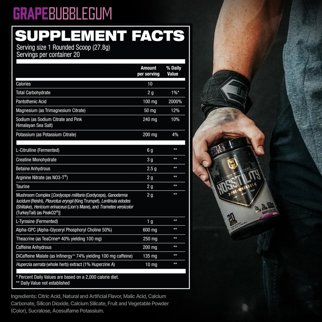 HOSSTILE Hosstility Pre Workout, All-in-One Pre Workout Powder for Men and Women