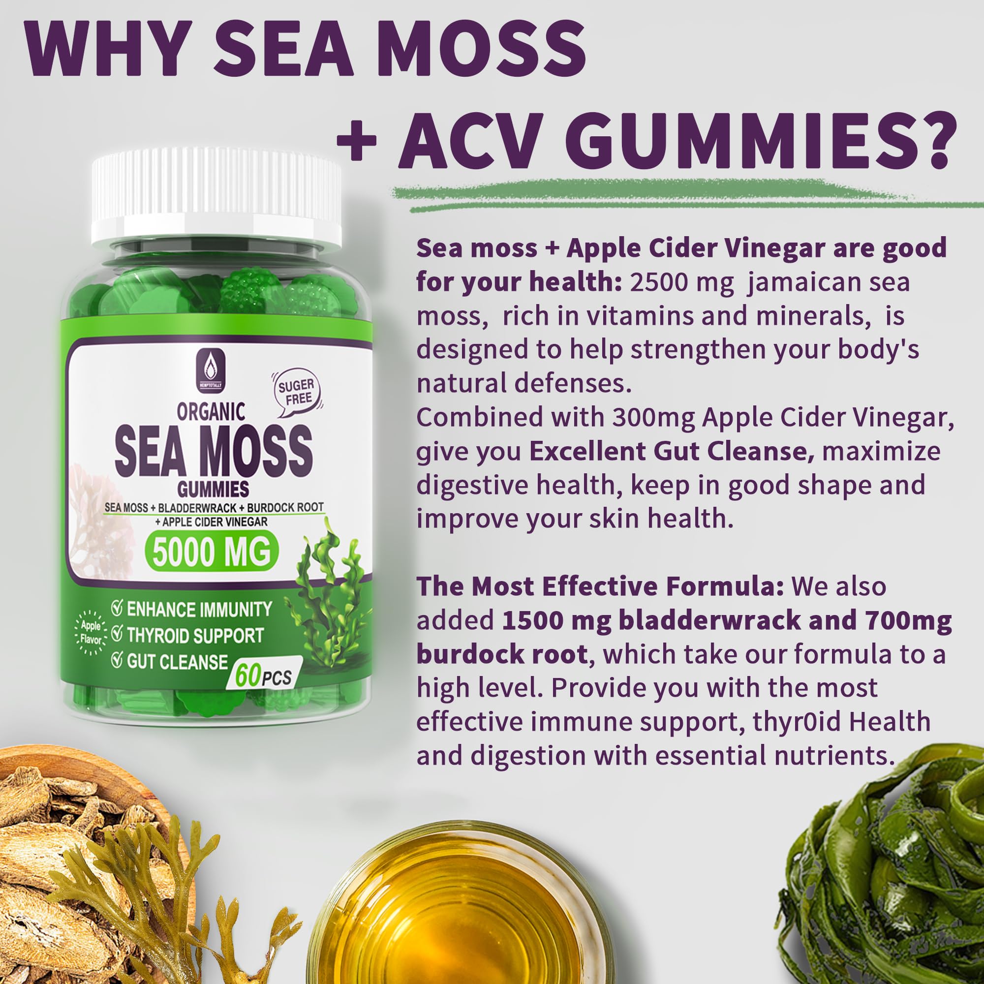 Sea Moss Supplement 5000mg, Sugar Free Sea Moss Gummies, Irish Sea Moss EnvyDeal