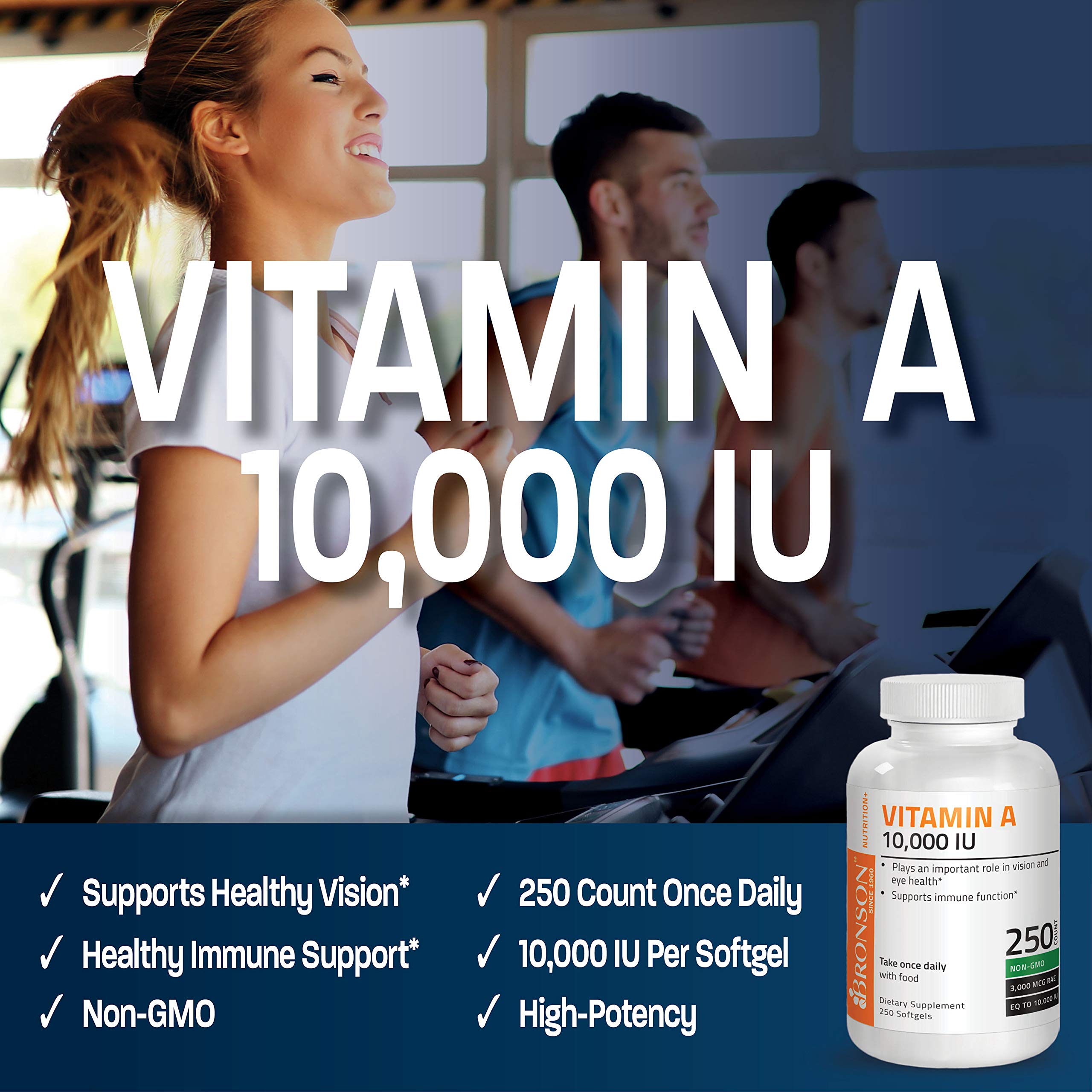 Bronson Vitamin A 10,000 IU Premium Non-GMO Formula Supports Healthy Vision Bronson