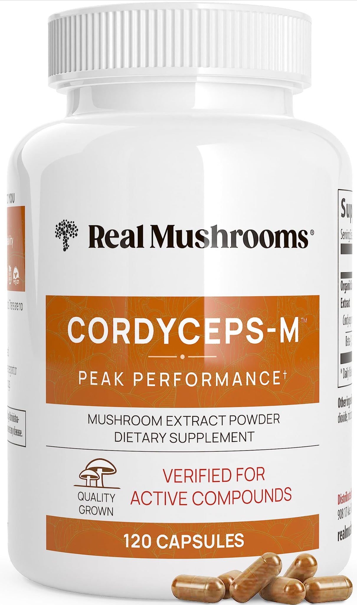 Real Mushrooms Cordyceps Capsules - Performance Mushroom Extract Supplement 