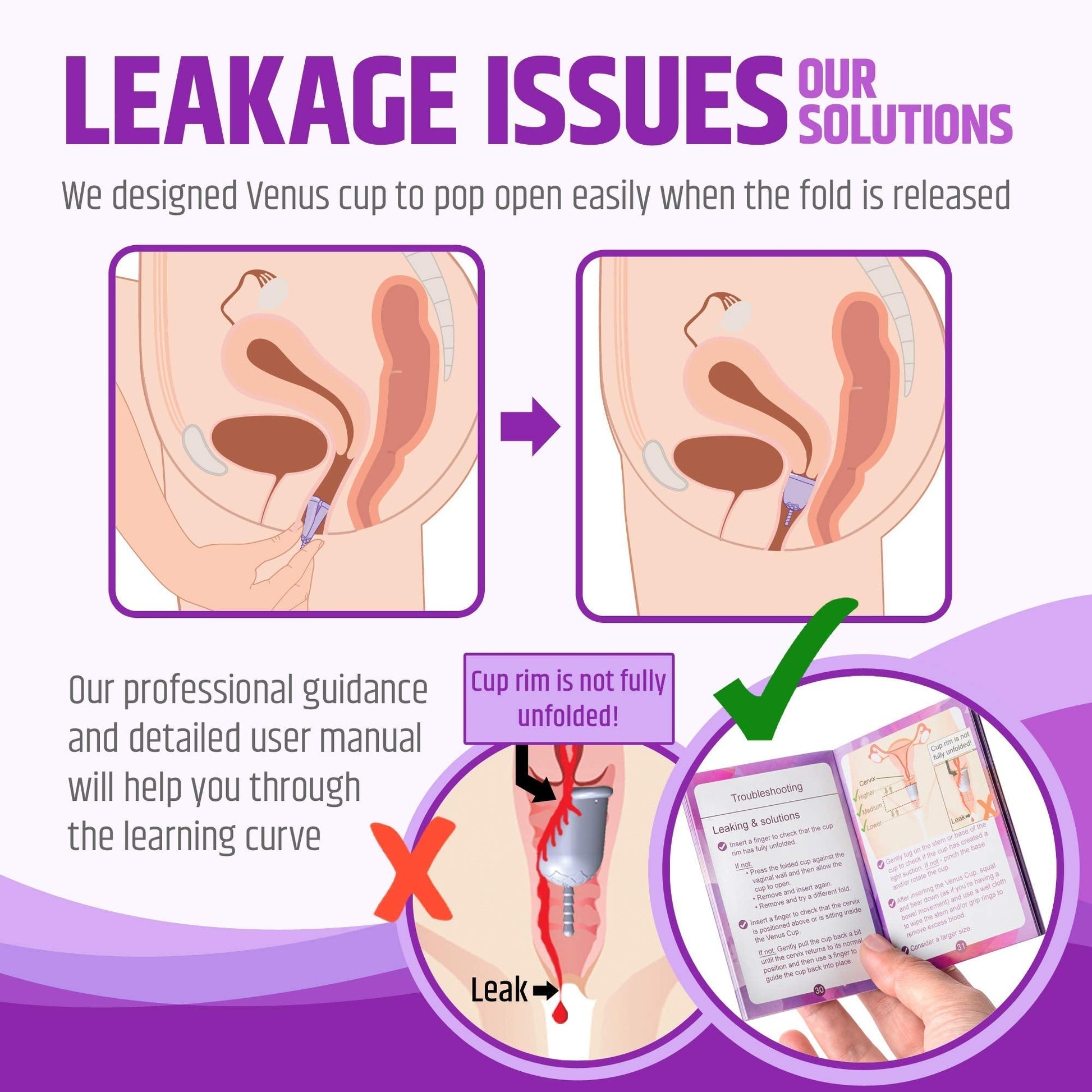 Venus Large Menstrual Cup – High Capacity for Heavy Flow -Made in USA - 100% Medical Grade Silicone VENUS