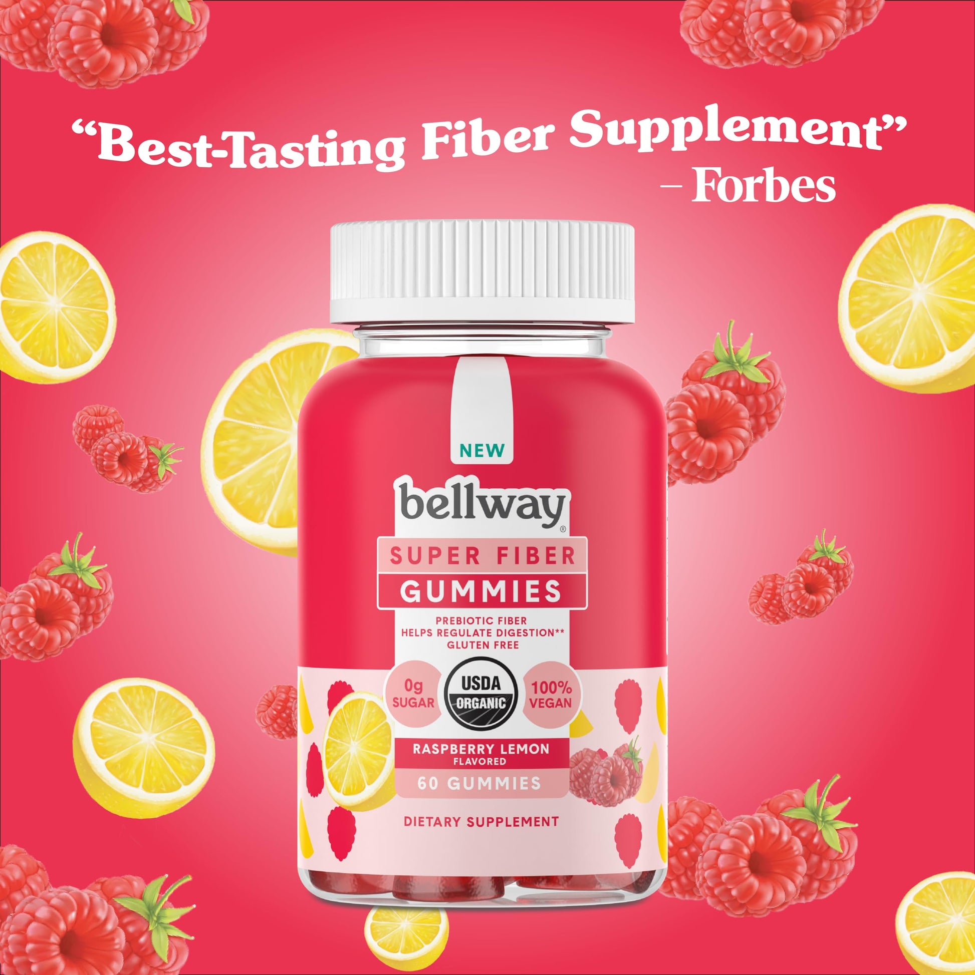 Bellway Super Fiber Gummies for Adults (5 Pack) - Sugar Free Organic Fiber Supplement Bellway