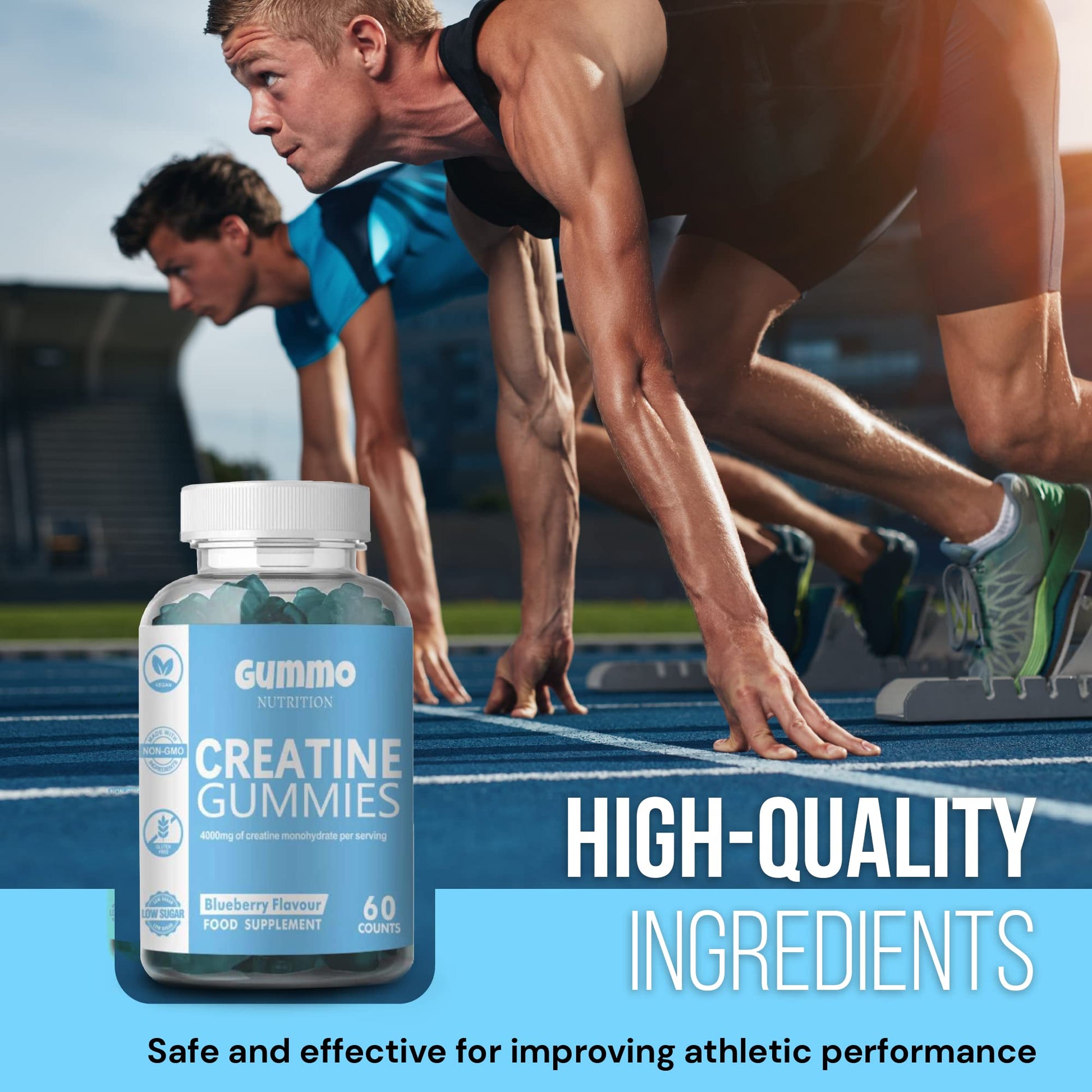 Creatine Monohydrate Gummies 4000mg for Men & Women - 60 Chewable Creatine GUMMO NUTRITION