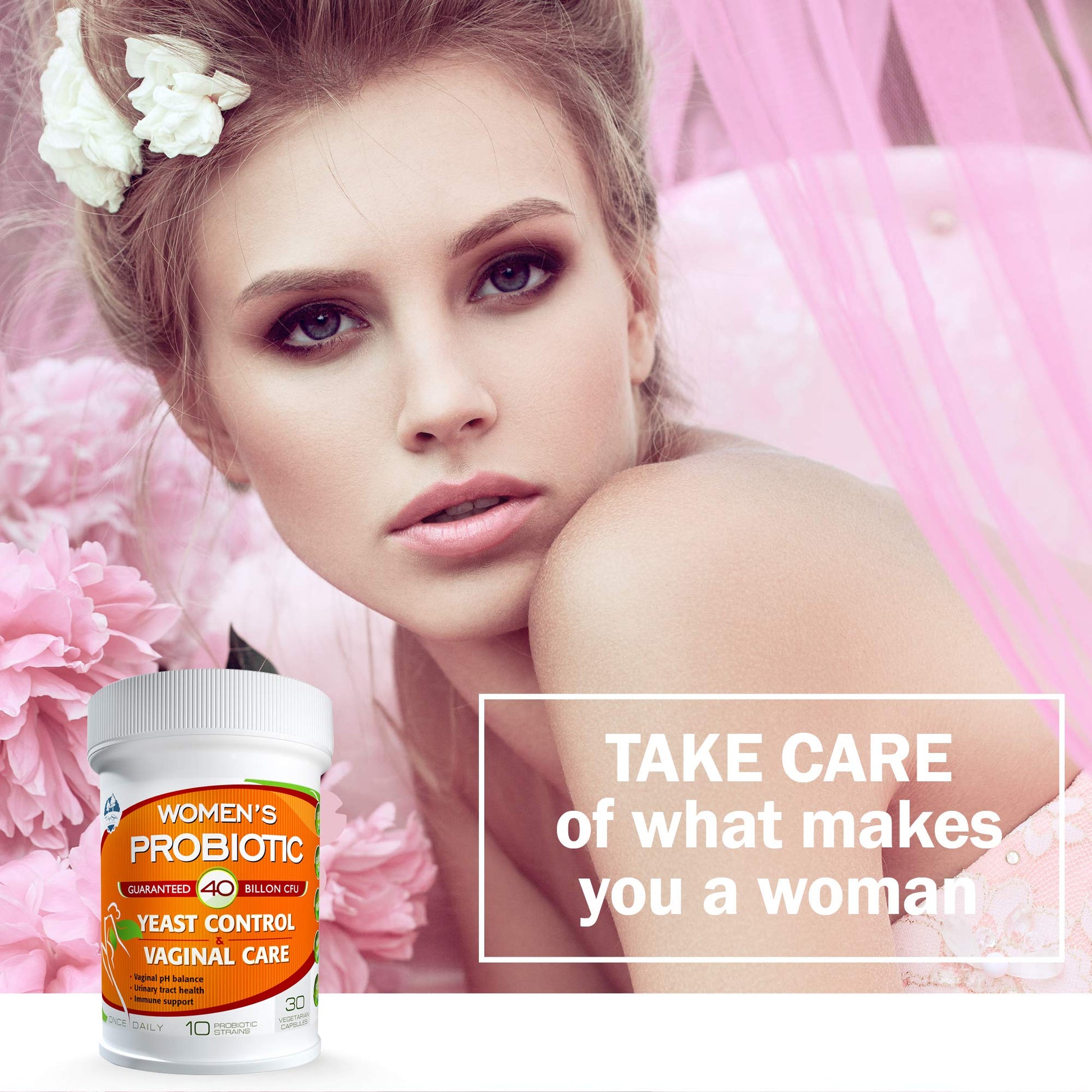 TAIGASEA Probiotics for Women, 40 Billion CFU, 10 Strains for Yeast Control, Vaginal and Urinary Tract Health TAIGASEA