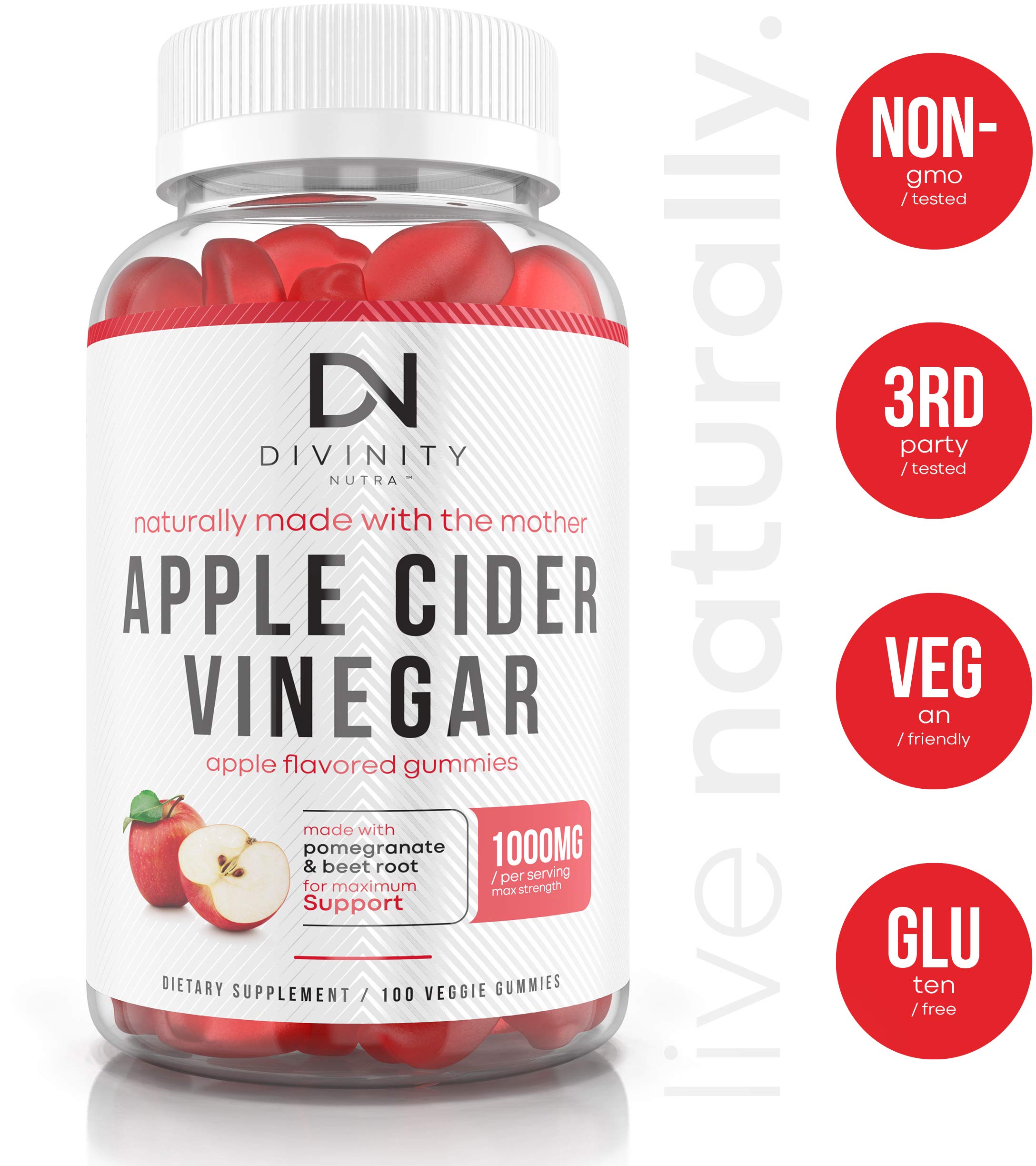 Apple Cider Vinegar Gummies for Weight Loss - Nutritional Supplement for Detox, Cleanse Divinity Nutra