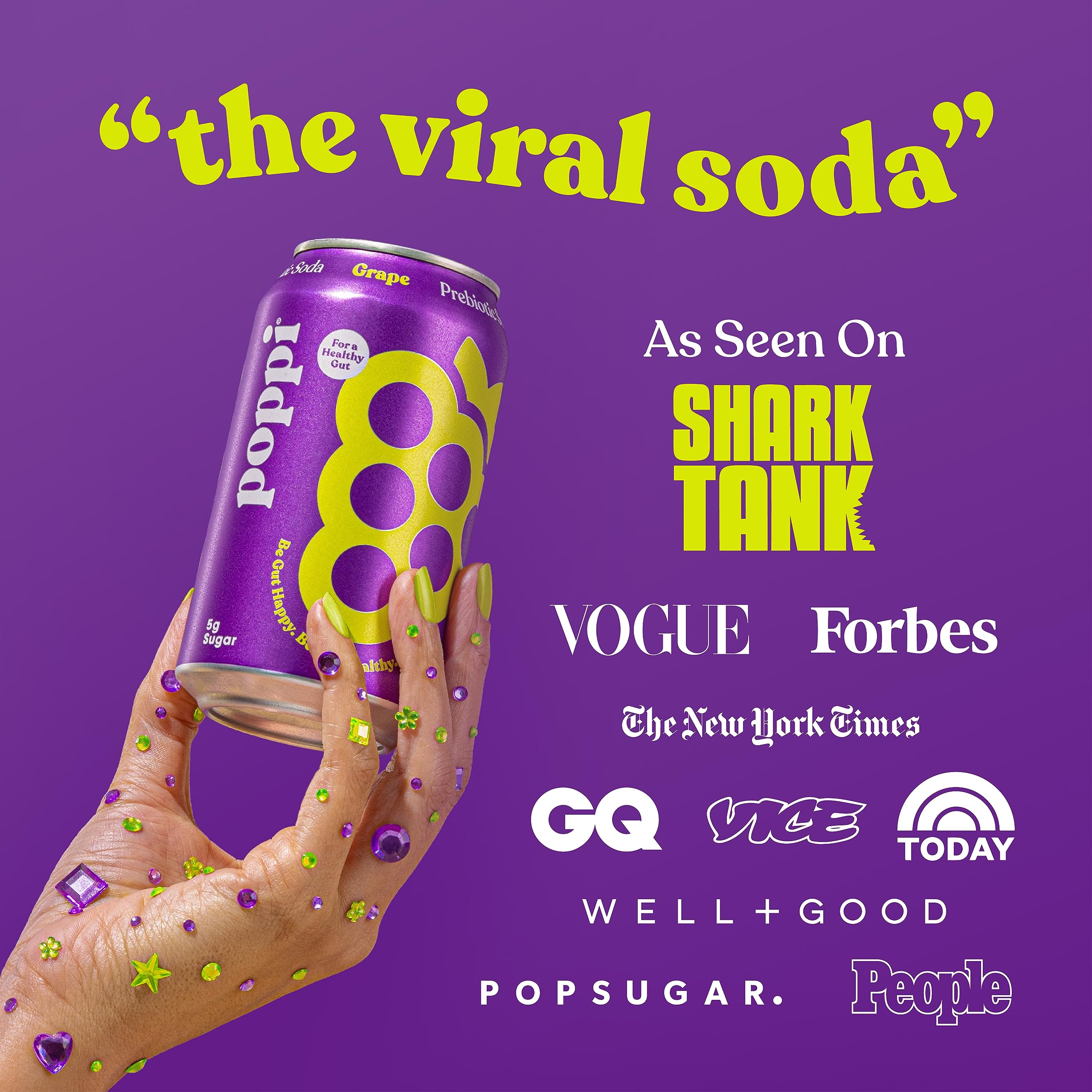 POPPI Sparkling Prebiotic Soda, Beverages w/Apple Cider Vinegar, Seltzer Water & Juice poppi