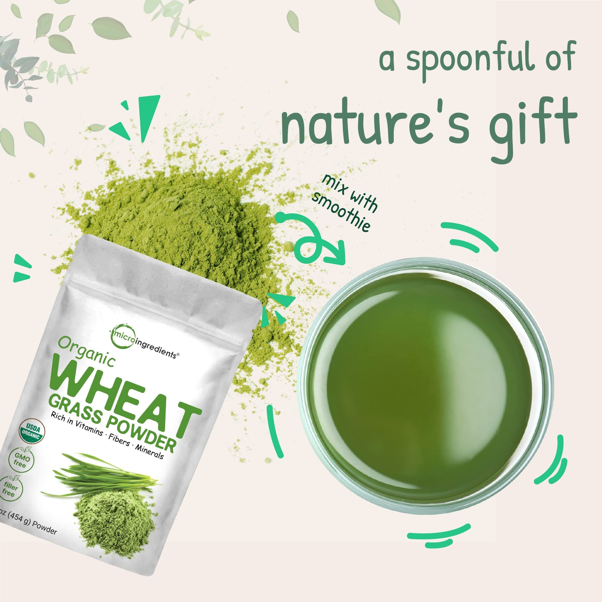 Micro Ingredients Sustainably US Grown, Organic Wheat Grass Powder Micro Ingredients