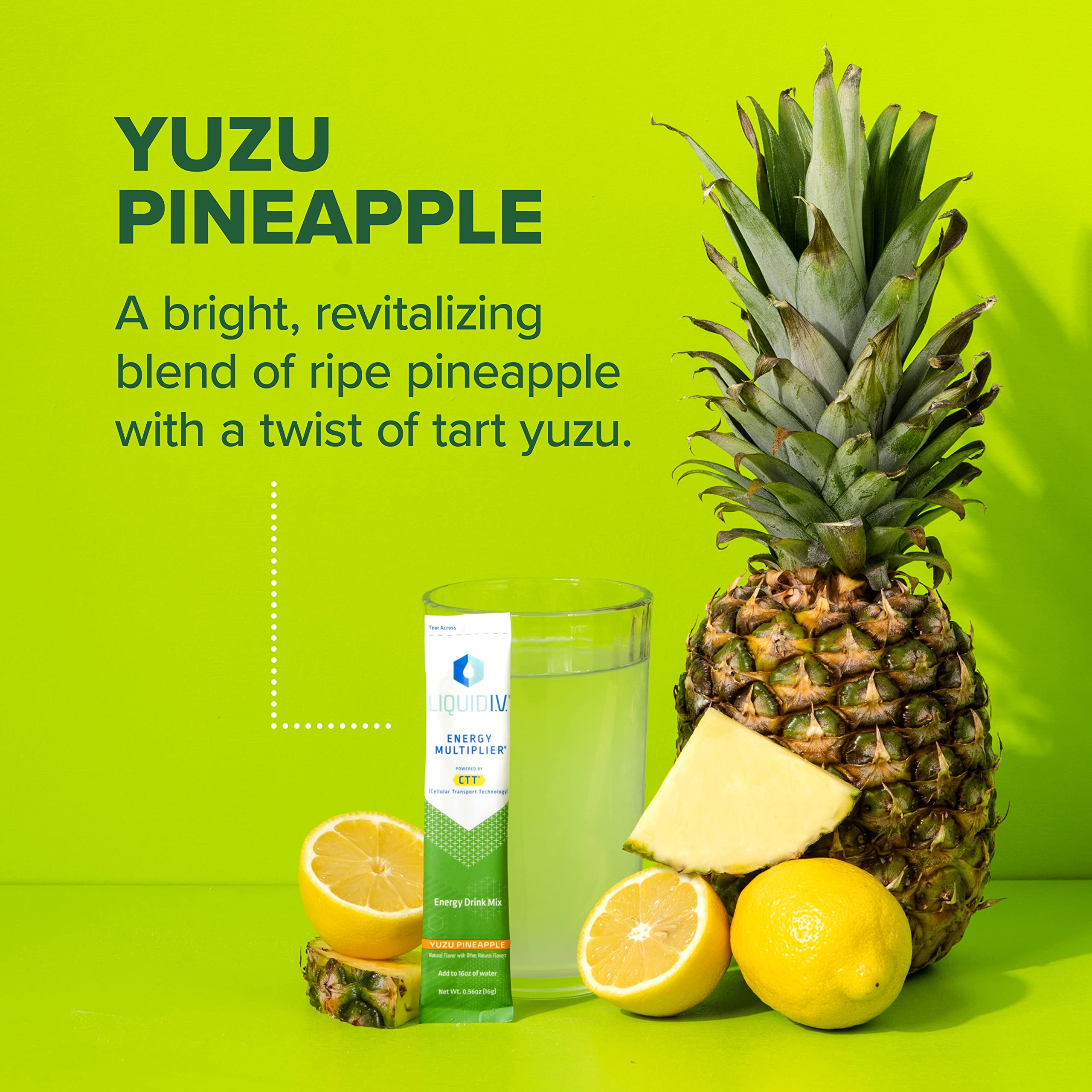 Liquid I.V. Hydration + Energy Multiplier - Yuzu Pineapple - Hydration Powder Packets Liquid I.V.