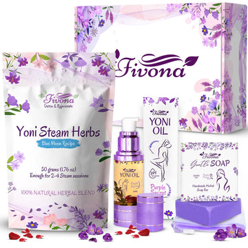 FIVONA Yoni Care Kit 3 in 1 - pH Balanced Natural Vaginal Oil 30 ml, Organic Herbal Soap 5.3 oz
