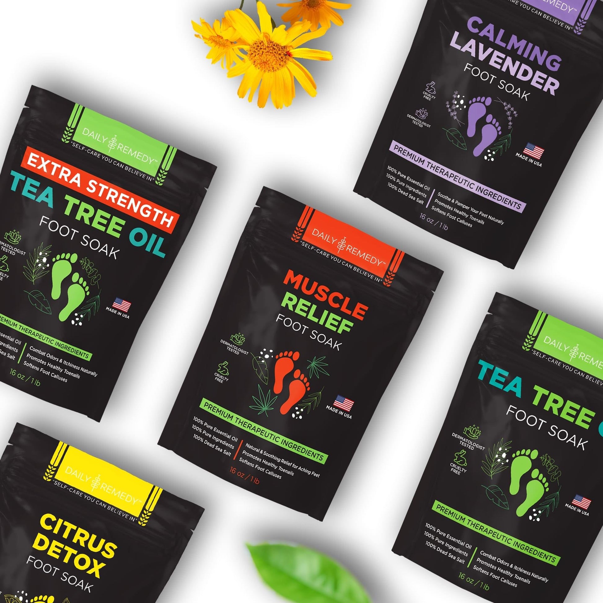 Muscle Relief Foot Soak with Epsom Salt, Made in USA, Soothe Foot Aches, Muscle Pain DAILY REMEDY