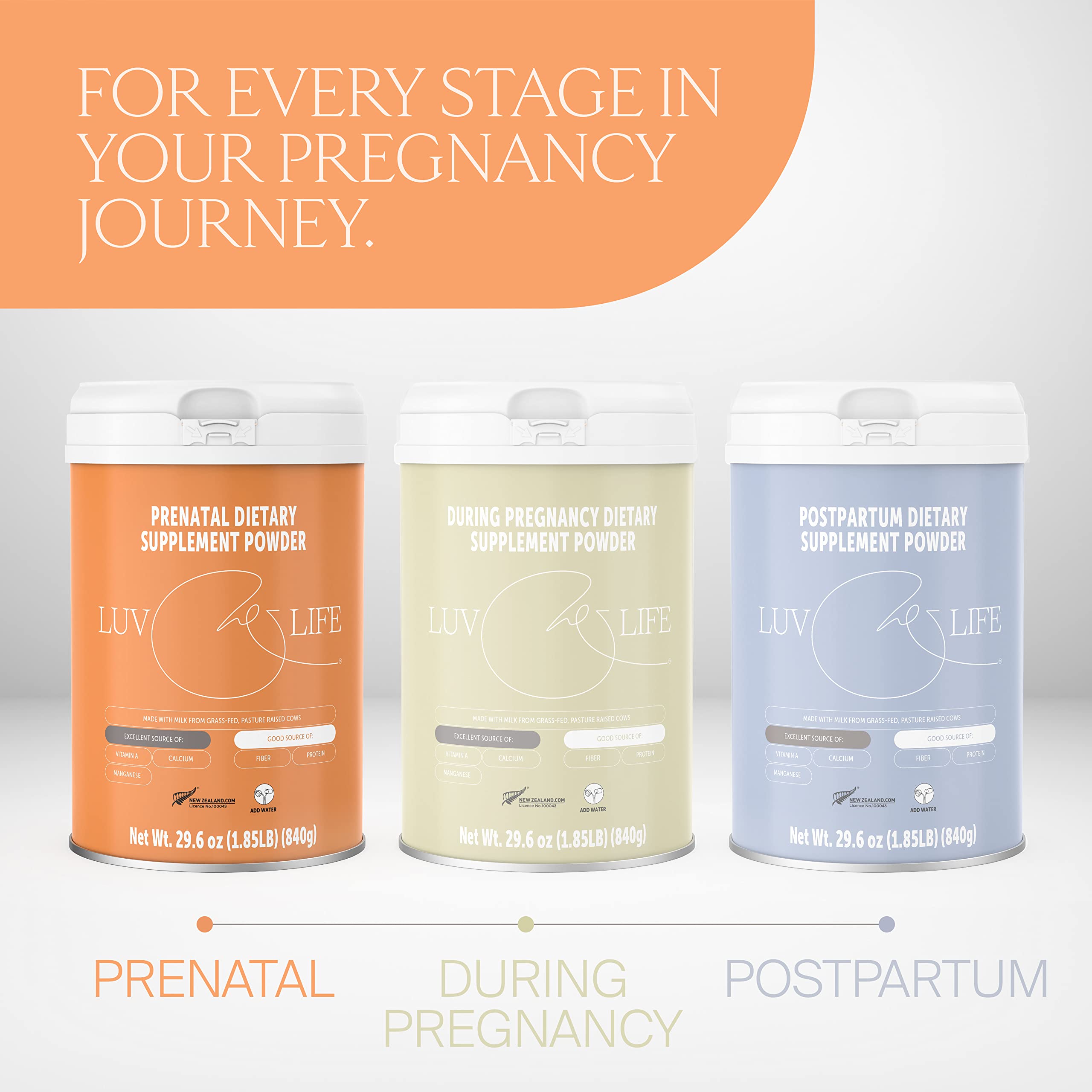 LUV&LIFE Prenatal Vitamin Supplement Powder Vanilla Flavored Contains Protein and Fiber