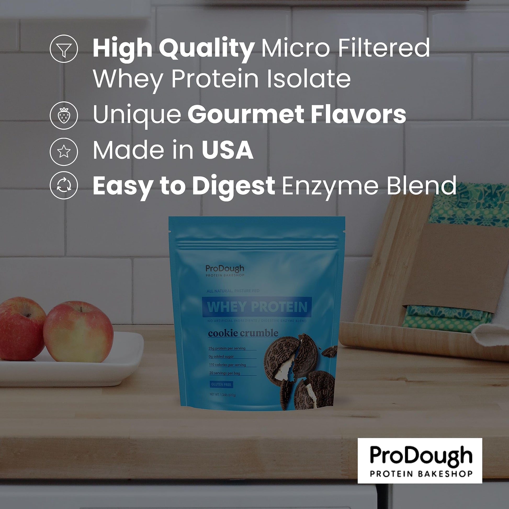 ProDough Gourmet Whey Isolate Hydrolized Protein Powder for Shake Mix- Easy Digest ProDough Protein Bakeshop