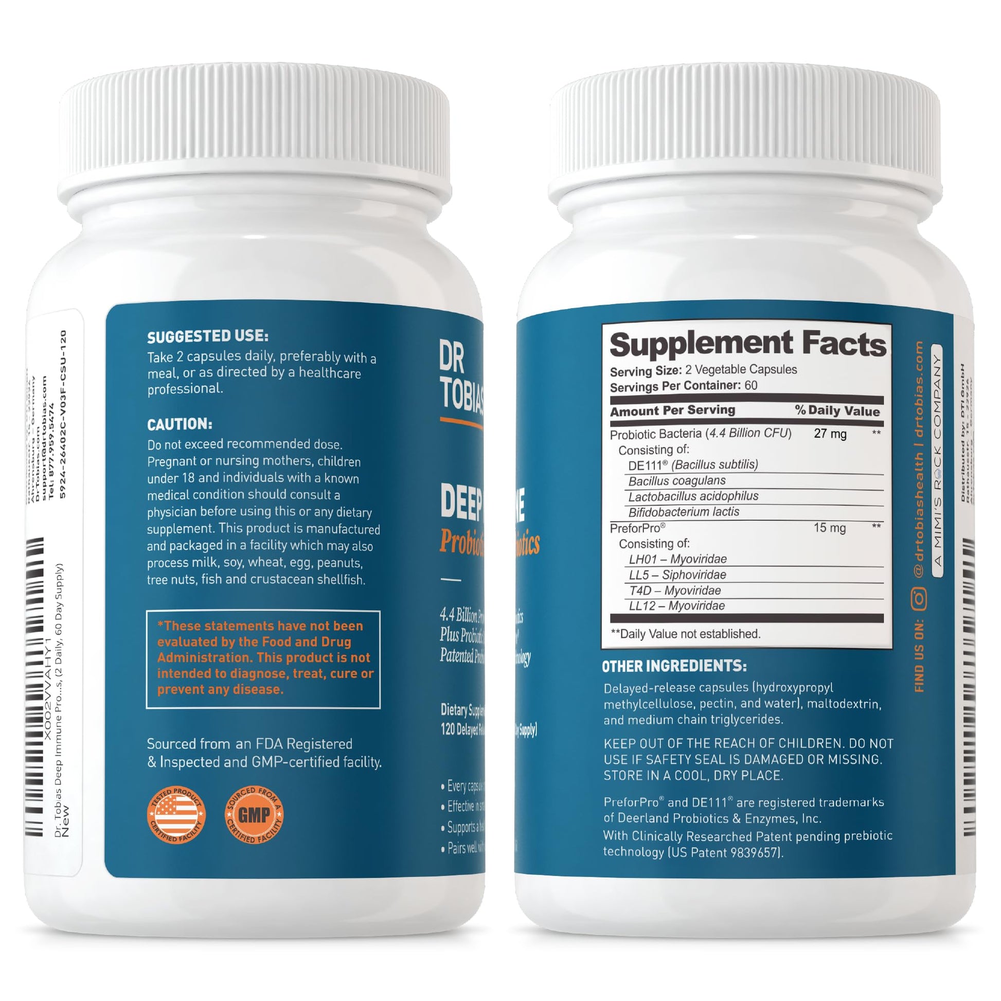 Dr. Tobias Deep Immune Probiotics & Prebiotics, 4.4 Billion CFU Probiotics for Women Dr. Tobias