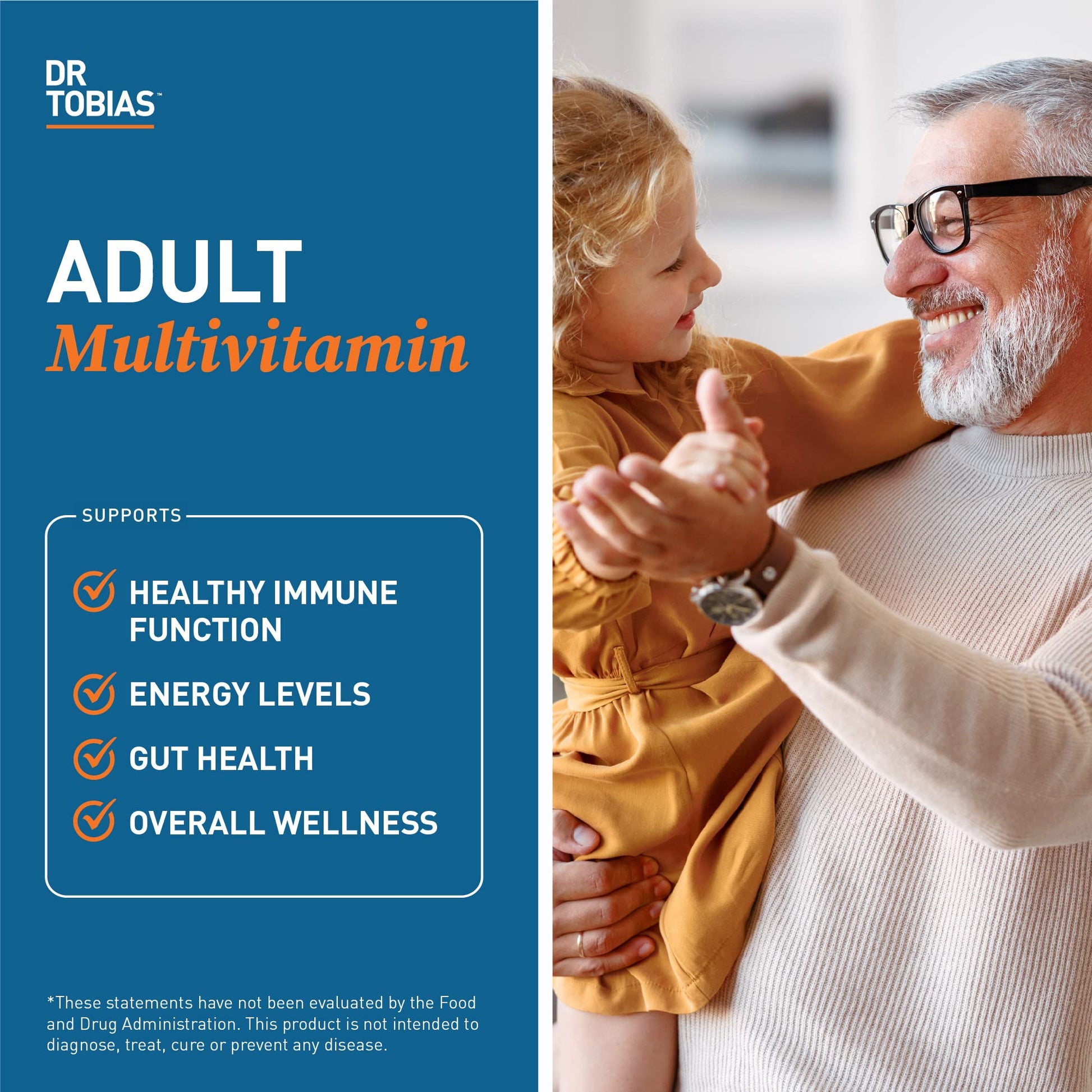 Dr. Tobias Adult Multivitamin for Women & Men, Energy & Immune Support from 42 Fruits Dr. Tobias