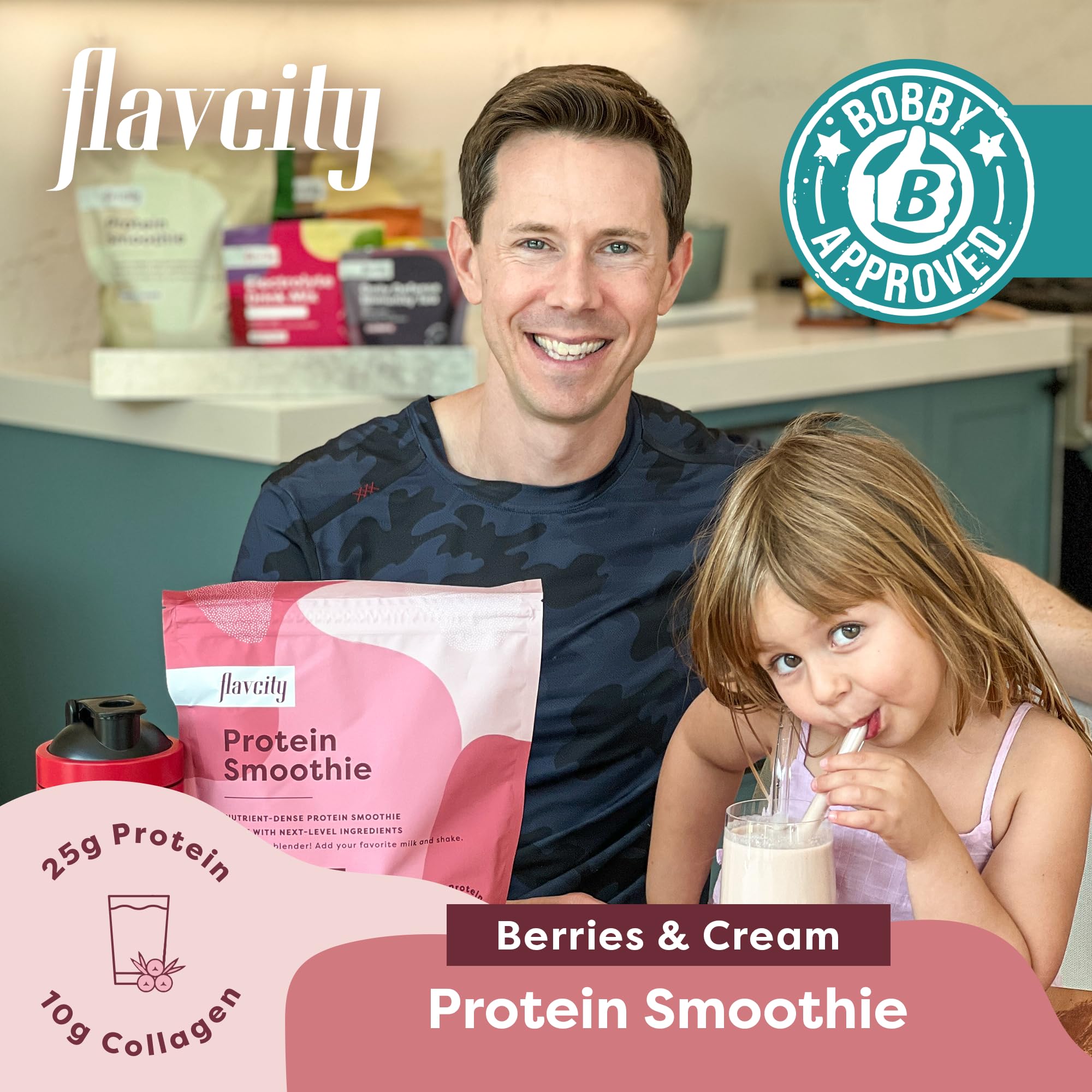 FlavCity Protein Powder Smoothie, Berries & Cream - 100% Grass-Fed Whey Protein FlavCity