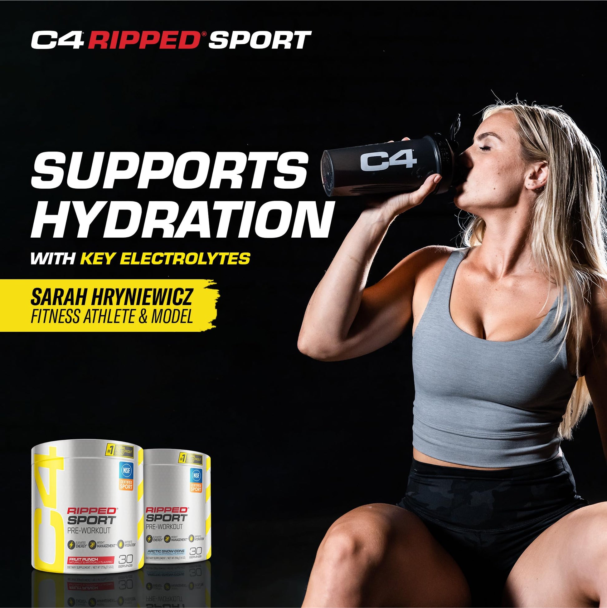 C4 Ripped Sport Pre Workout Powder Fruit Punch - NSF Certified for Sport + Sugar Free Cellucor