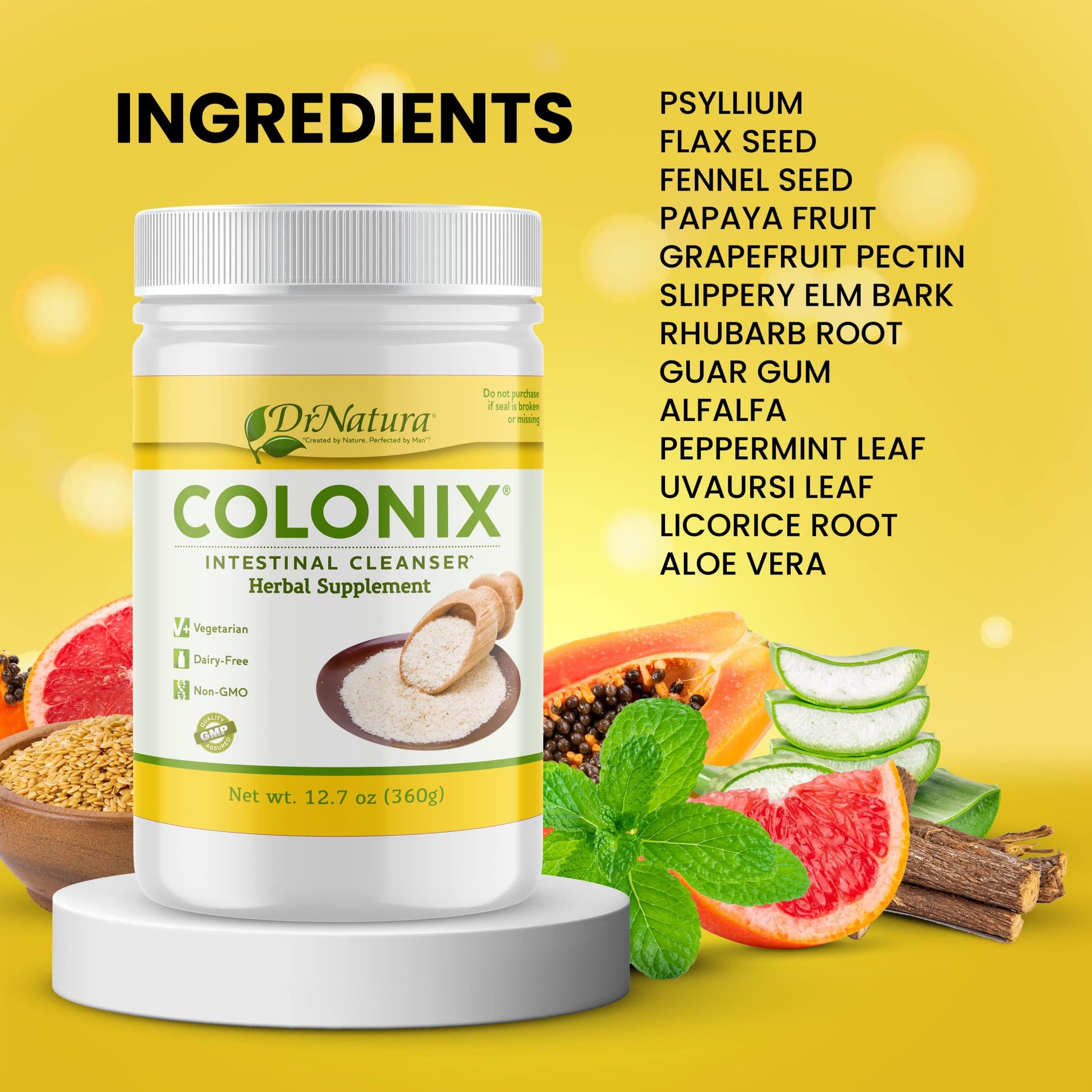 Dr Natura Colonix Intestinal Cleanser, All-Natural Daily Fiber, Colon Detox and Cleanse DrNatura